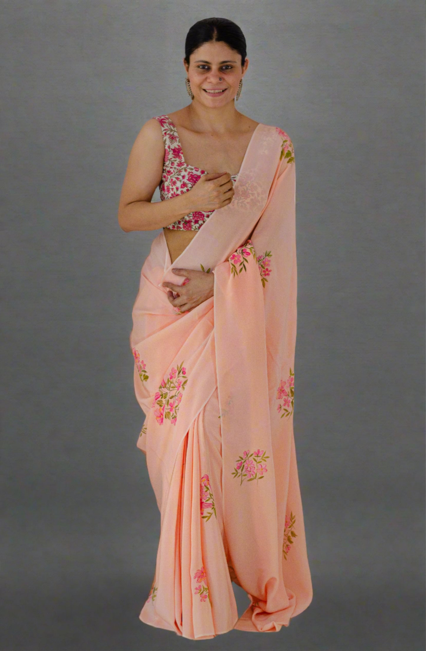 Hand Painted  Crepe Silk Saree.