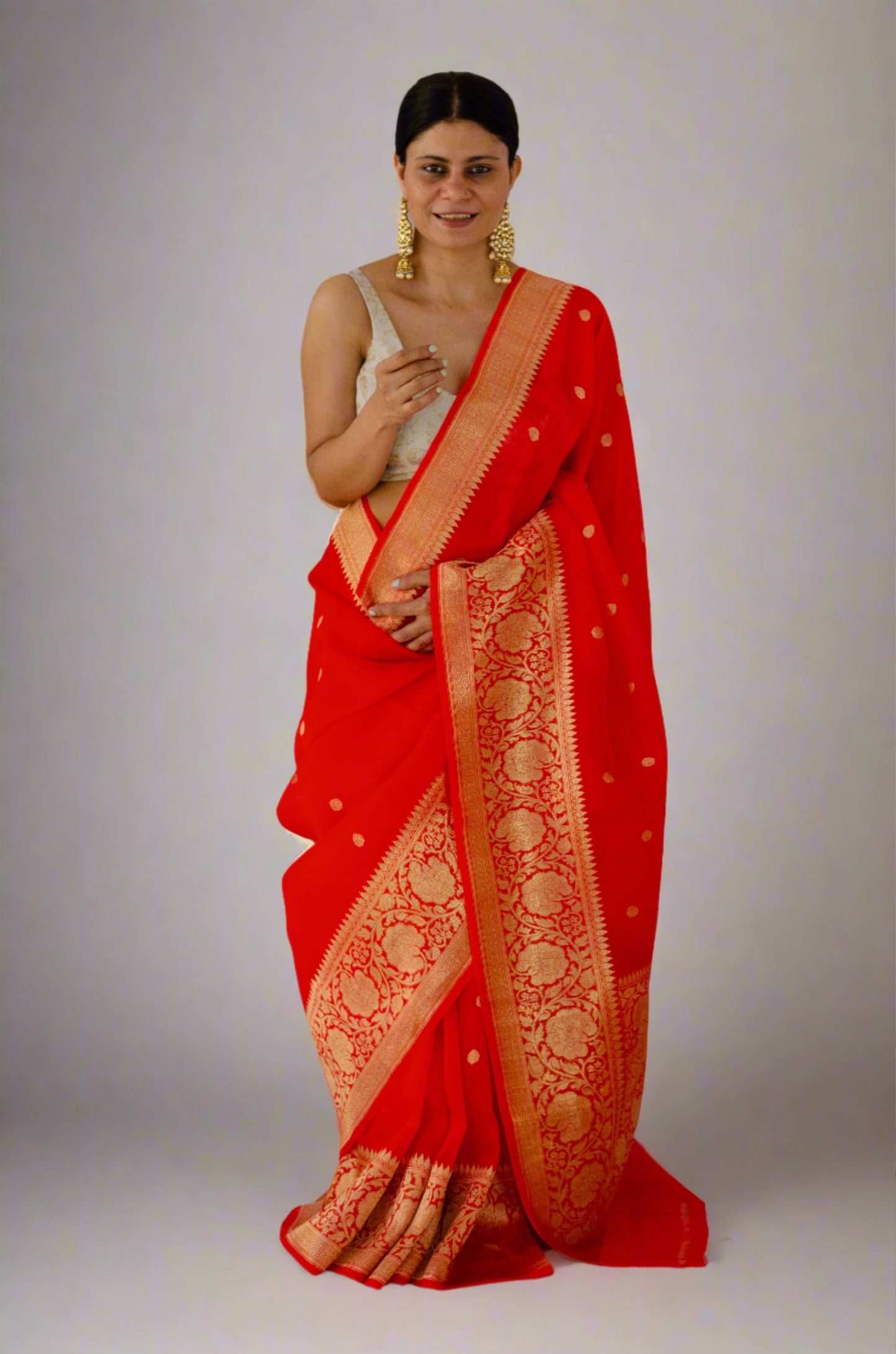 Handloom Kora Kadwa Banarasi Silk Saree