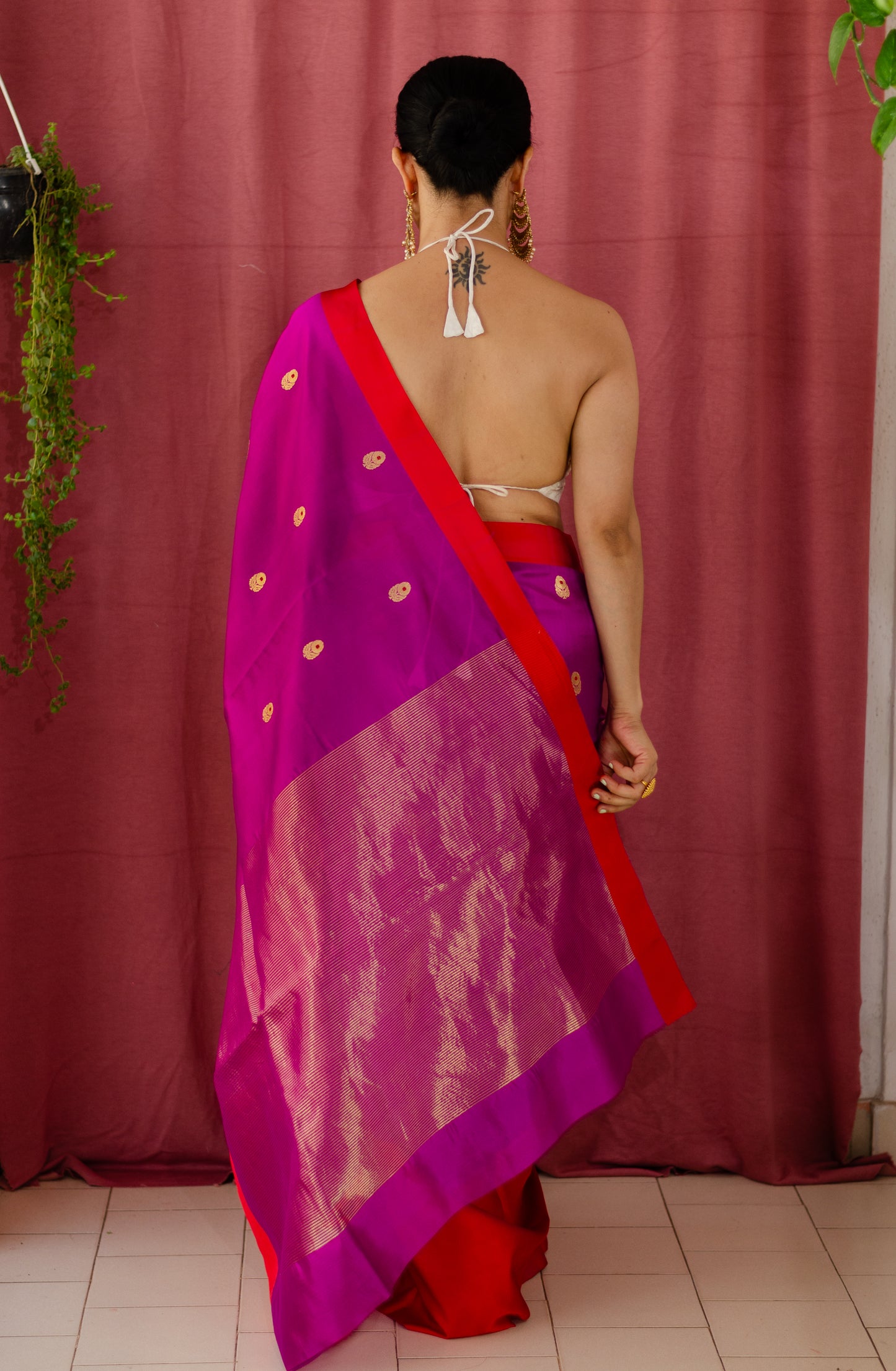 Handloom Chanderi Pattu Silk Saree with motifs