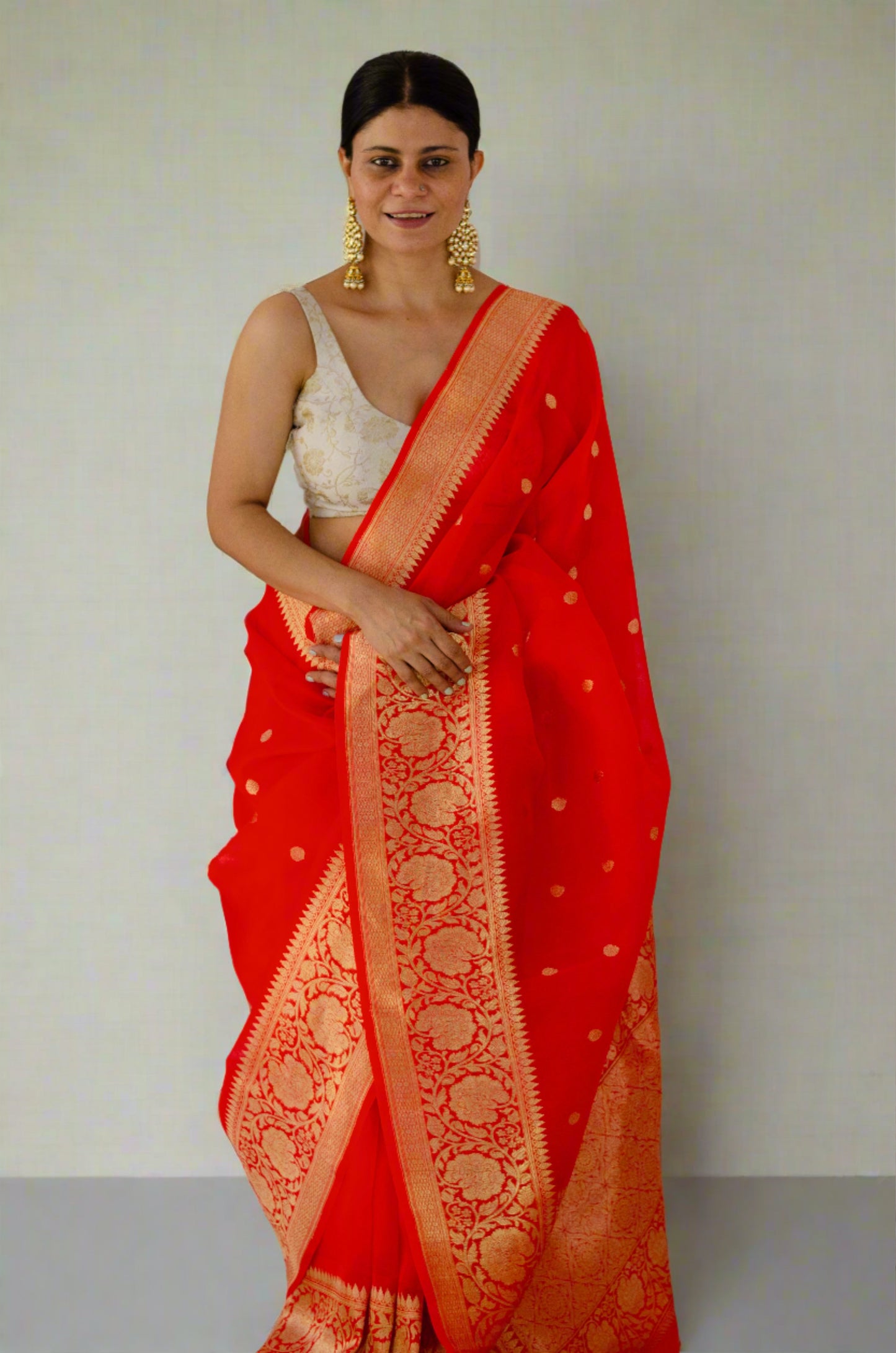 Handloom Kora Kadwa Banarasi Silk Saree