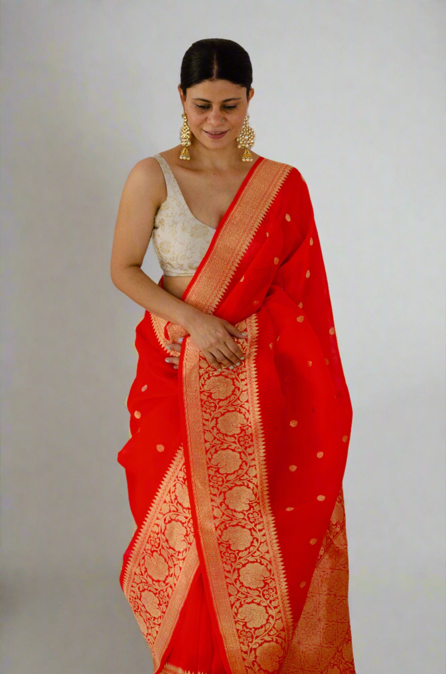 Handloom Kora Kadwa Banarasi Silk Saree