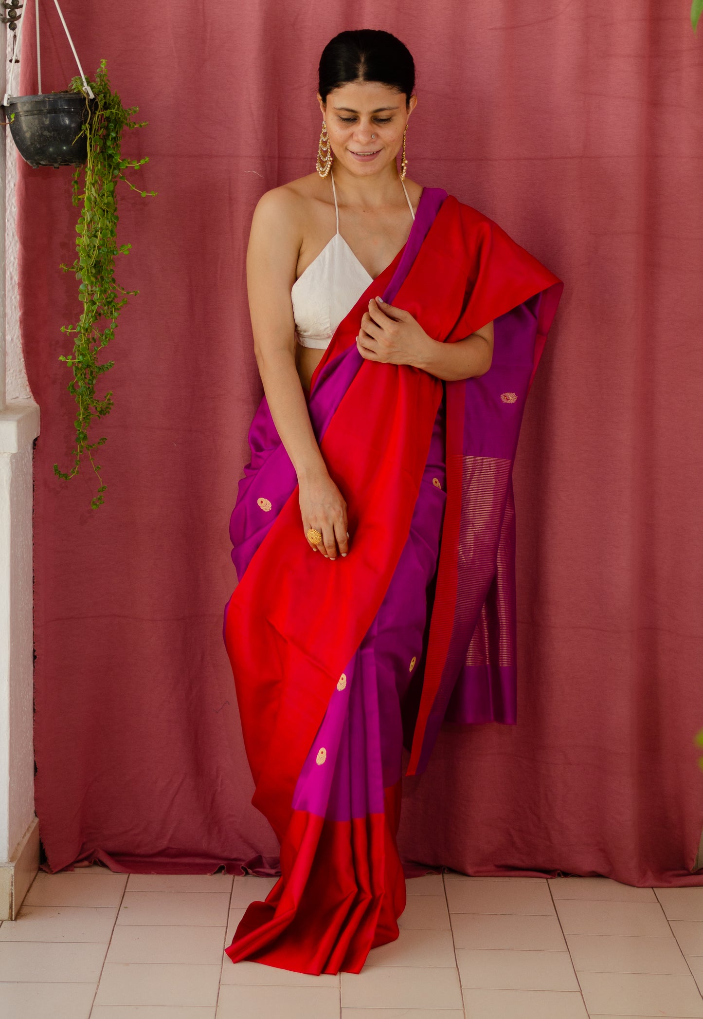 Handloom Chanderi Pattu Silk Saree with motifs