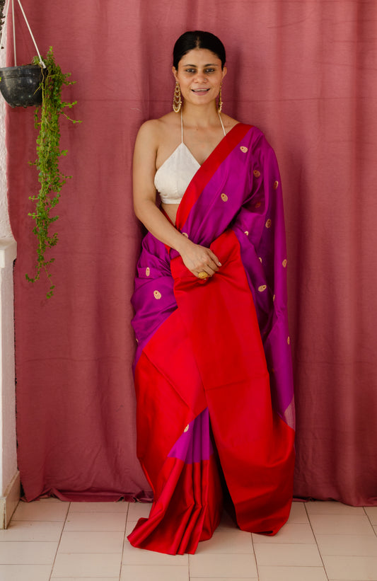 Handloom Chanderi Pattu Silk Saree with motifs