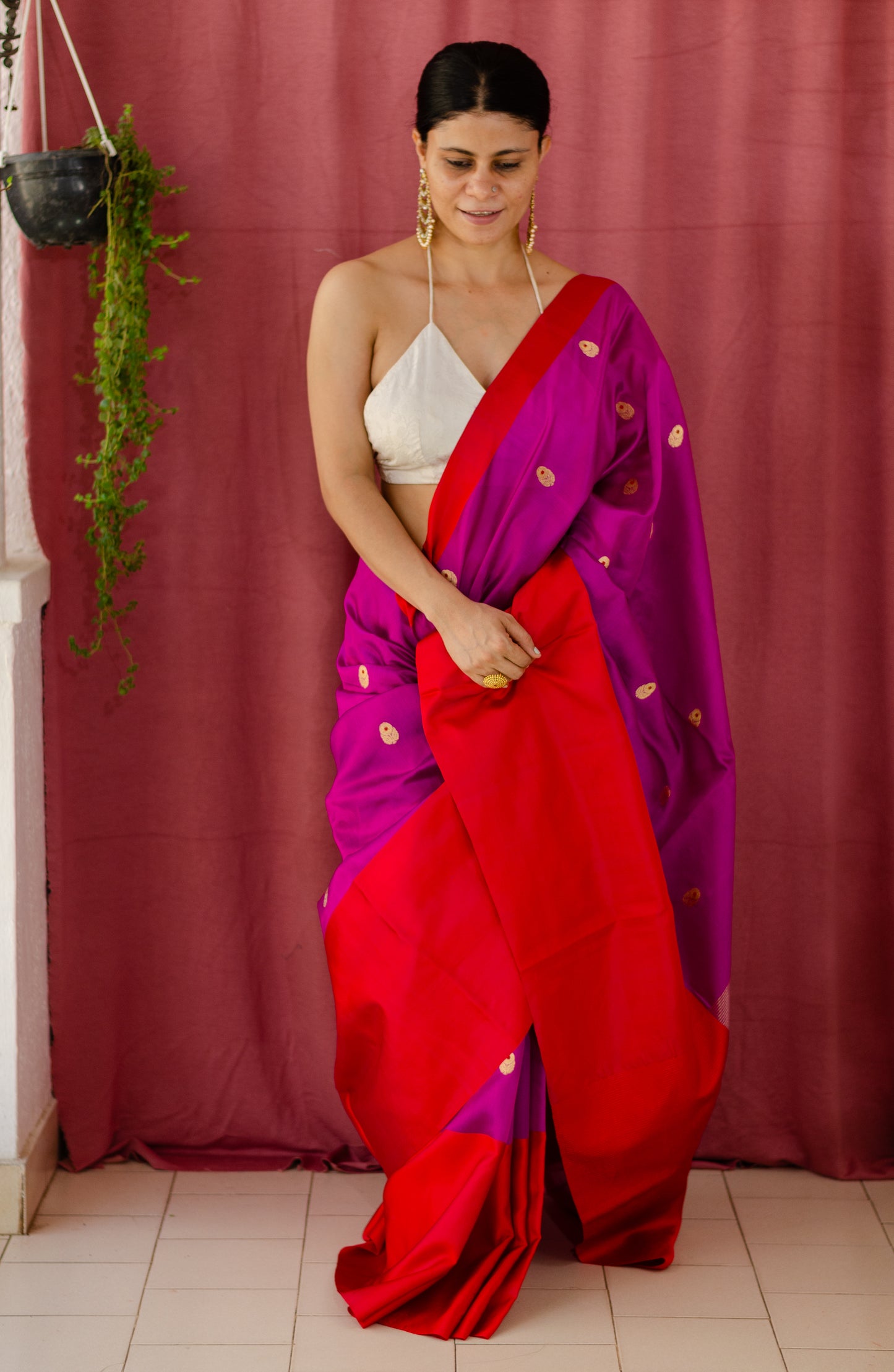 Handloom Chanderi Pattu Silk Saree with motifs