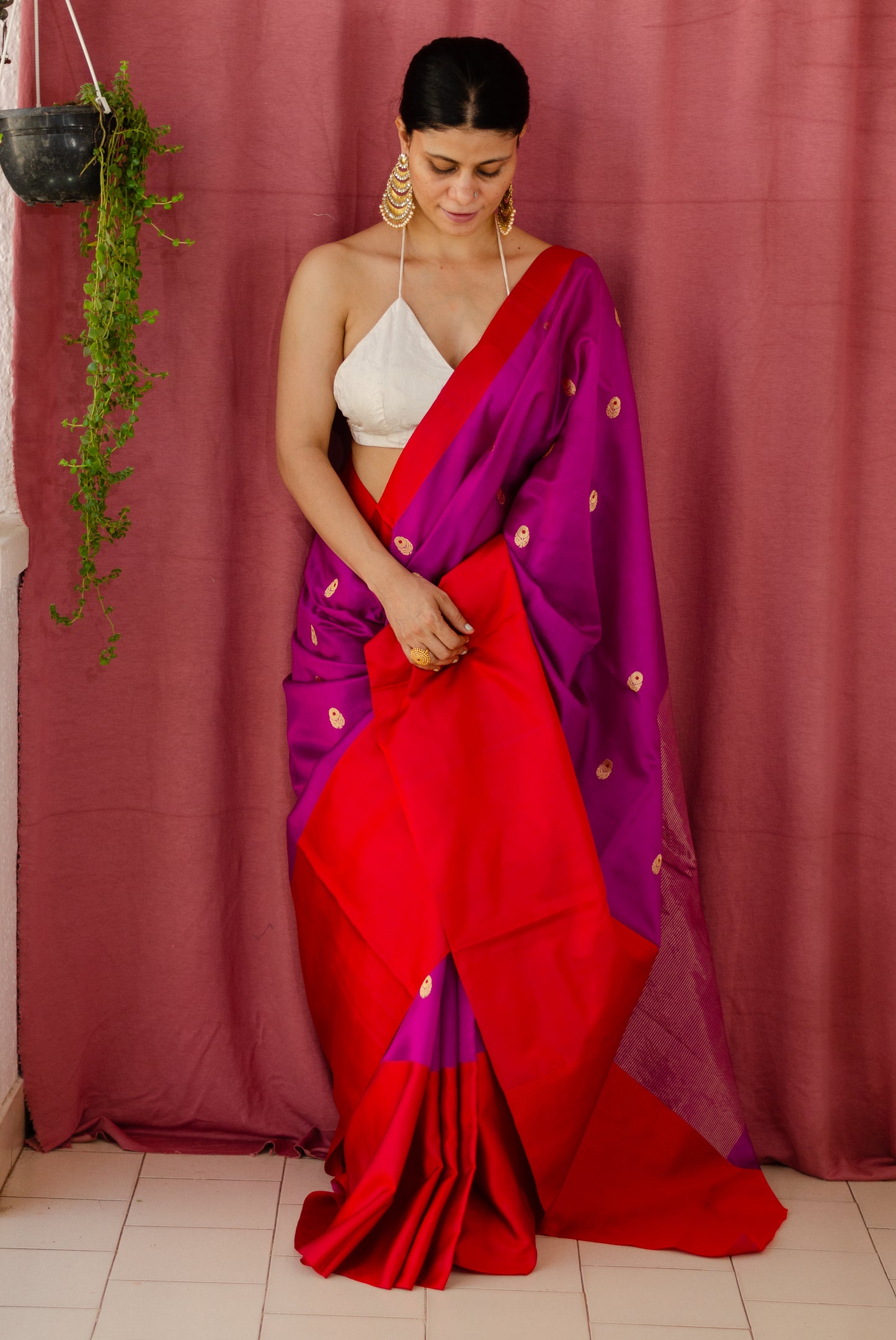 Handloom Chanderi Pattu Silk Saree with motifs