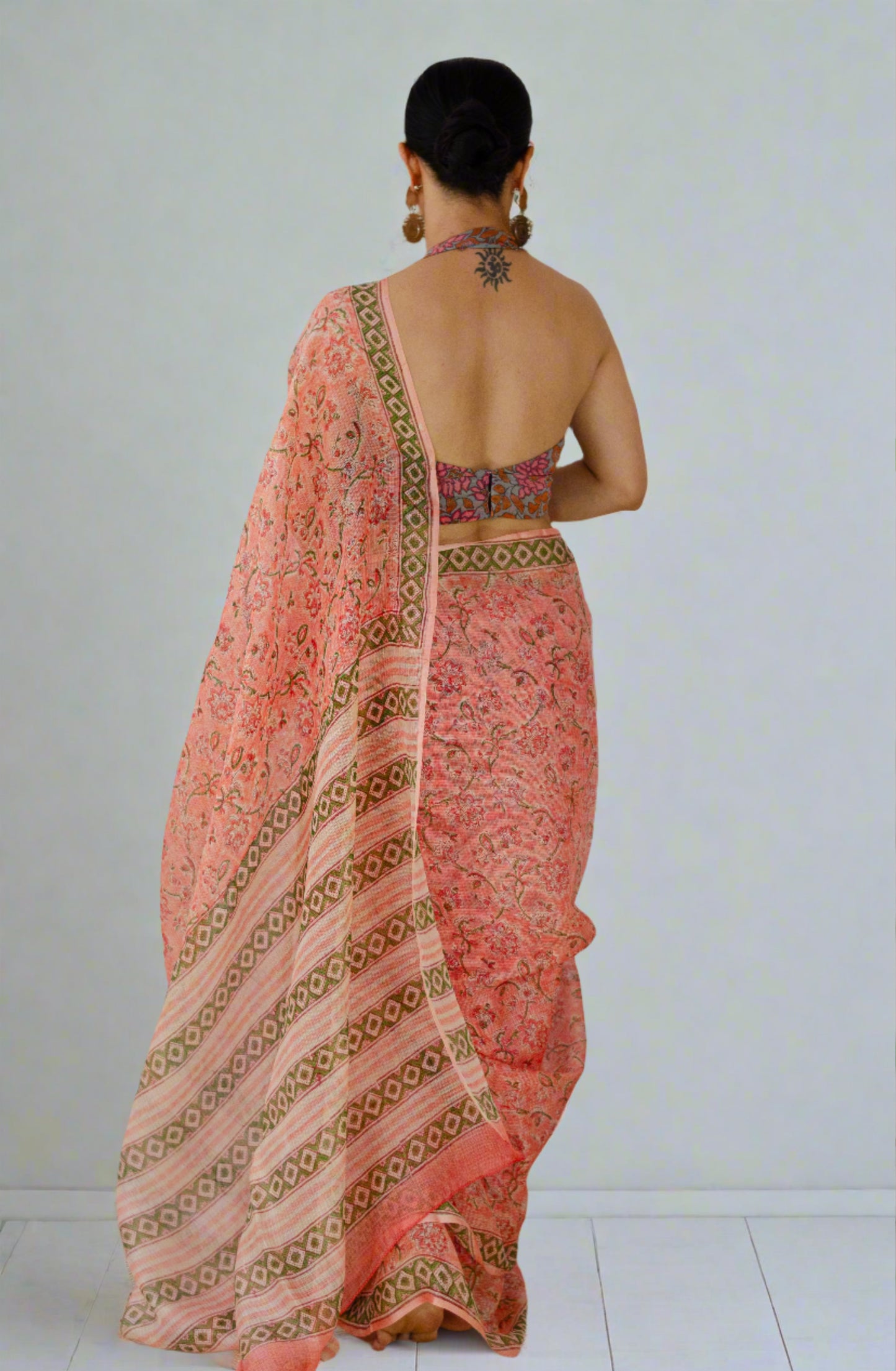 Hand Block Printed  Natural Dyed Kota Silk Saree.