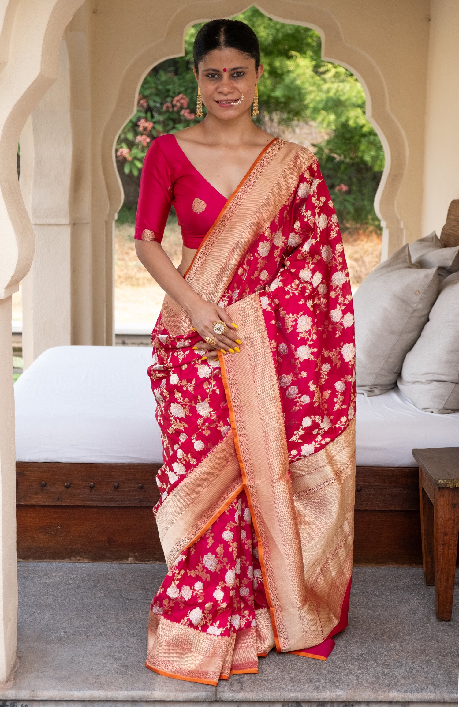 Deep Rani Pink Handwoven Kadwa Katan Silk Banarasi Saree