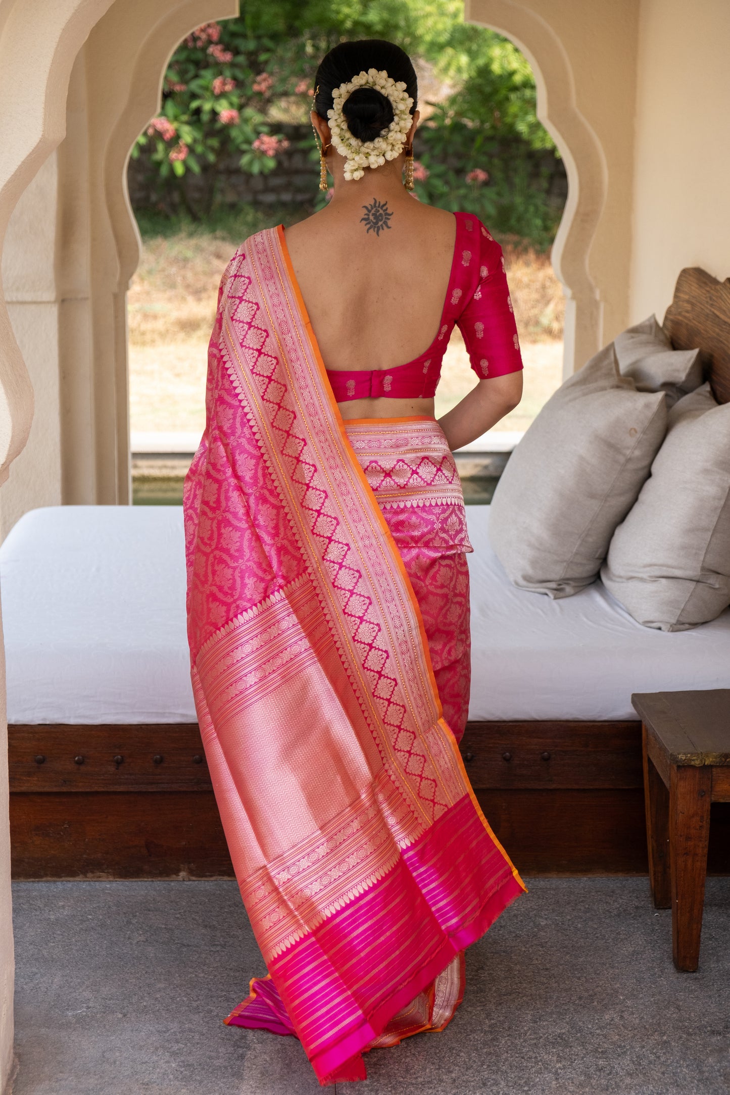 Rani Pink Handwoven Kadwa Katan Silk Banarasi Saree