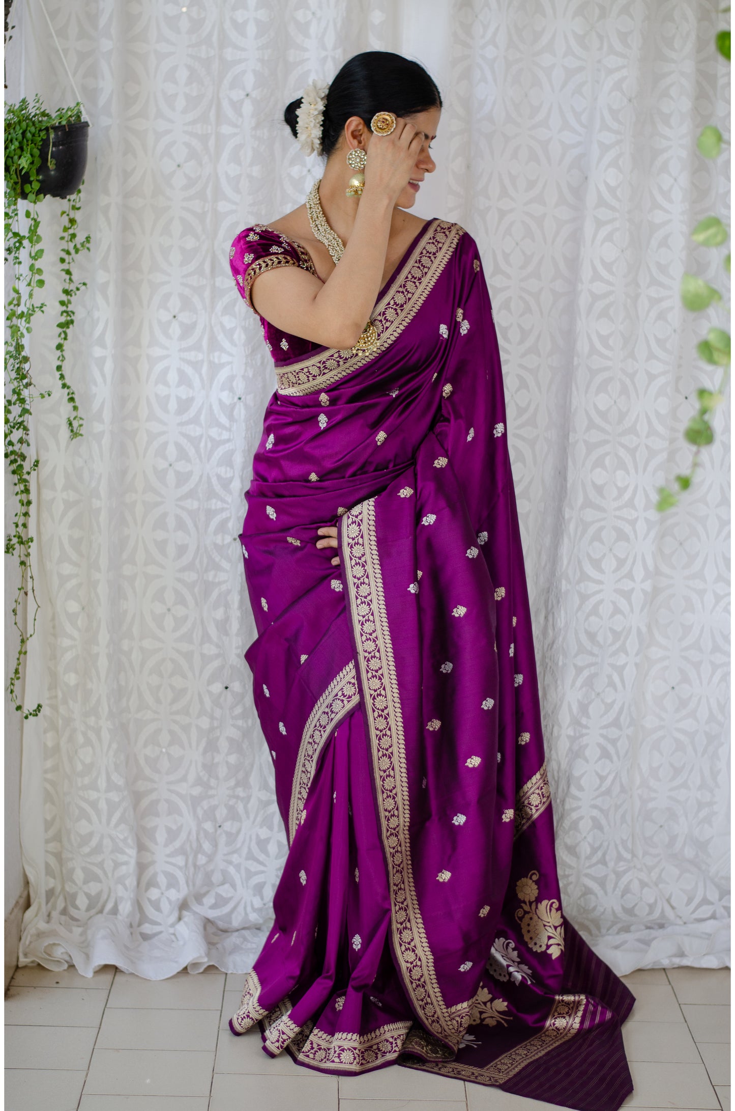 Deep Purple Colour  Meenakari /Silver Jangle  kadwa Weaving Handwoven Katan Mulbery Silk Saree