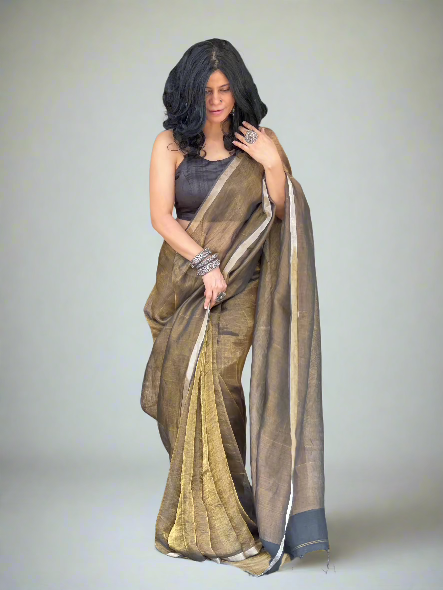 Handloom Linen Zari Saree