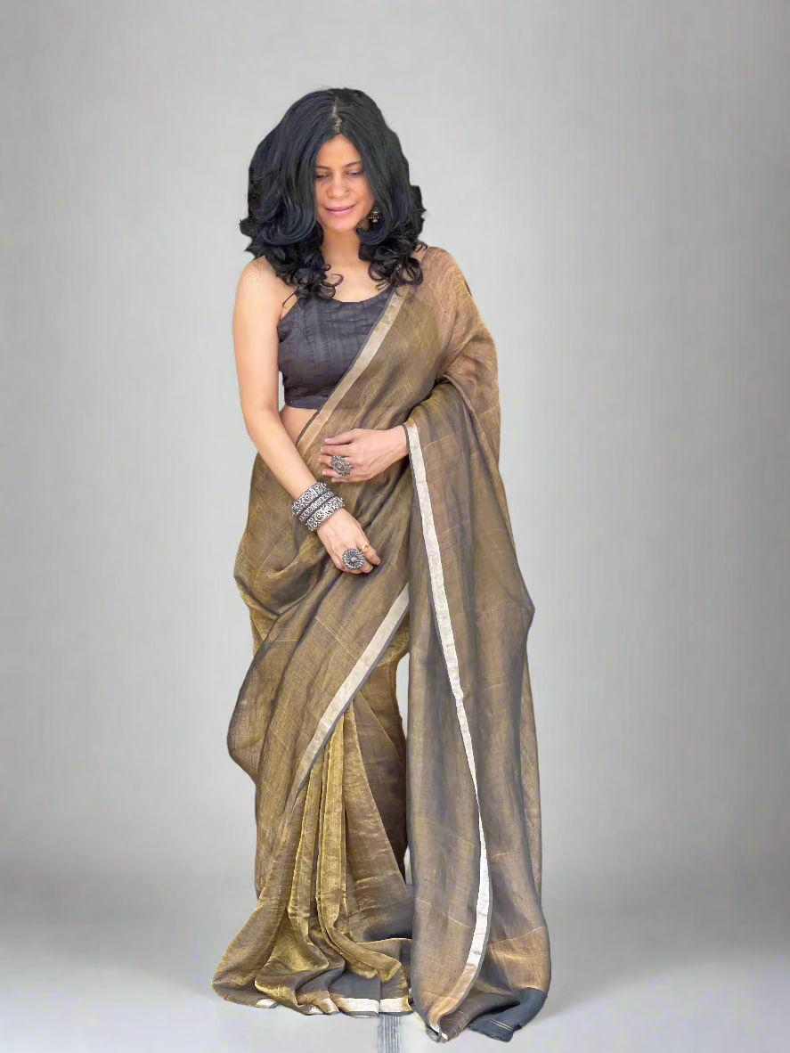 Handloom Linen Zari Saree