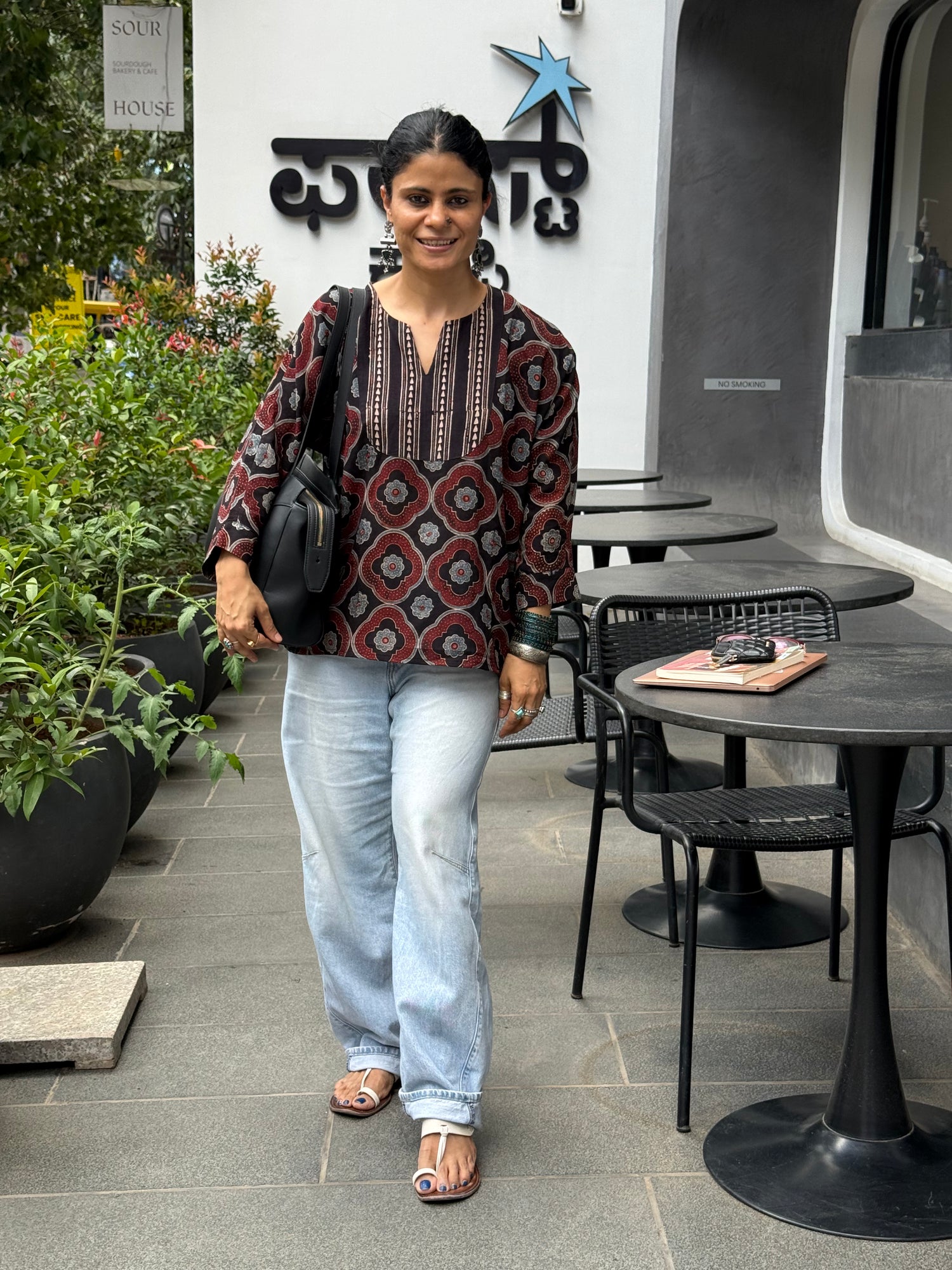 Handloom Cotton With Handblock Printed Natural Dyed Ajrakh Top