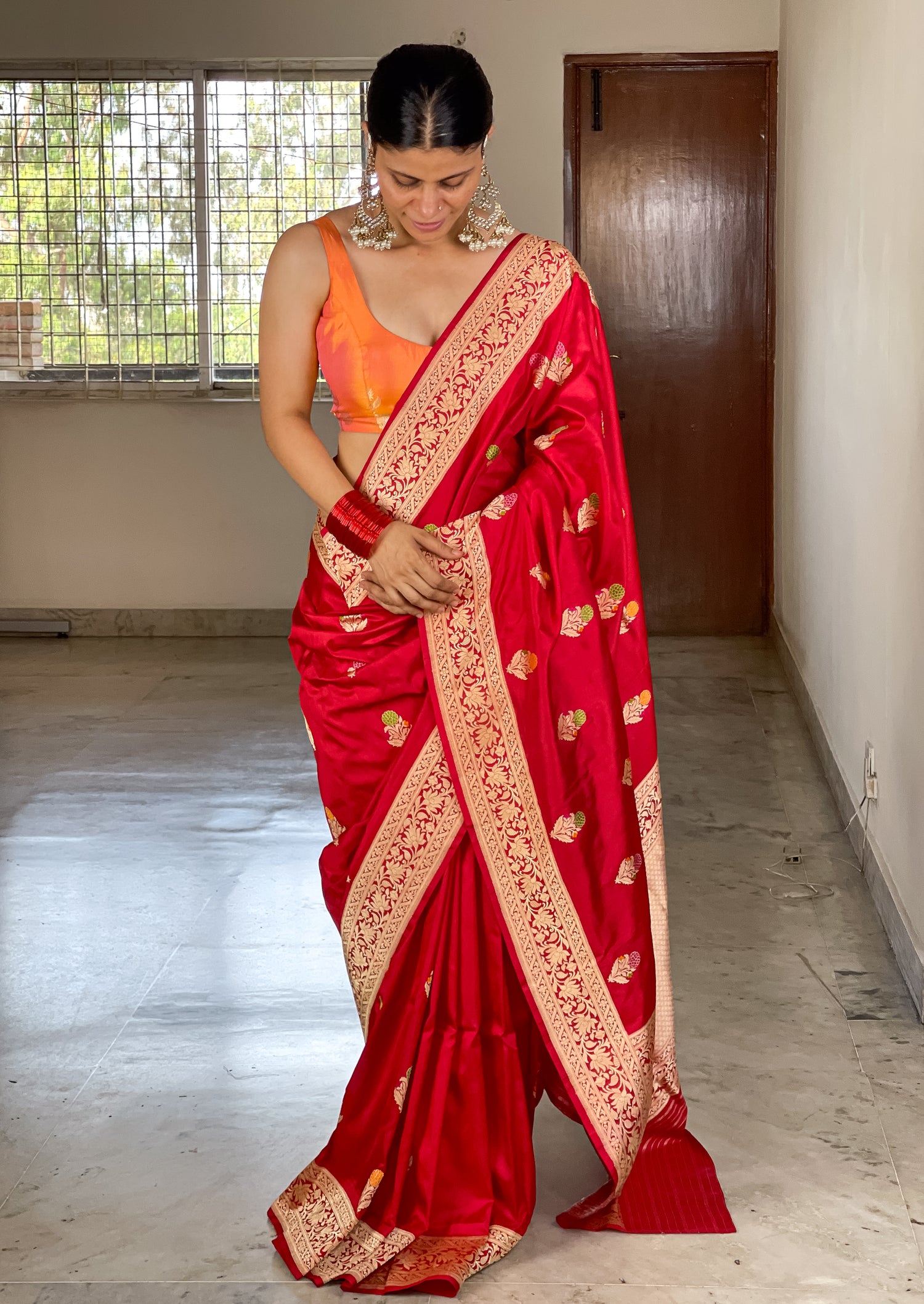 Red Colour Handwoven  Kadwa Katan Silk Banarasi Saree