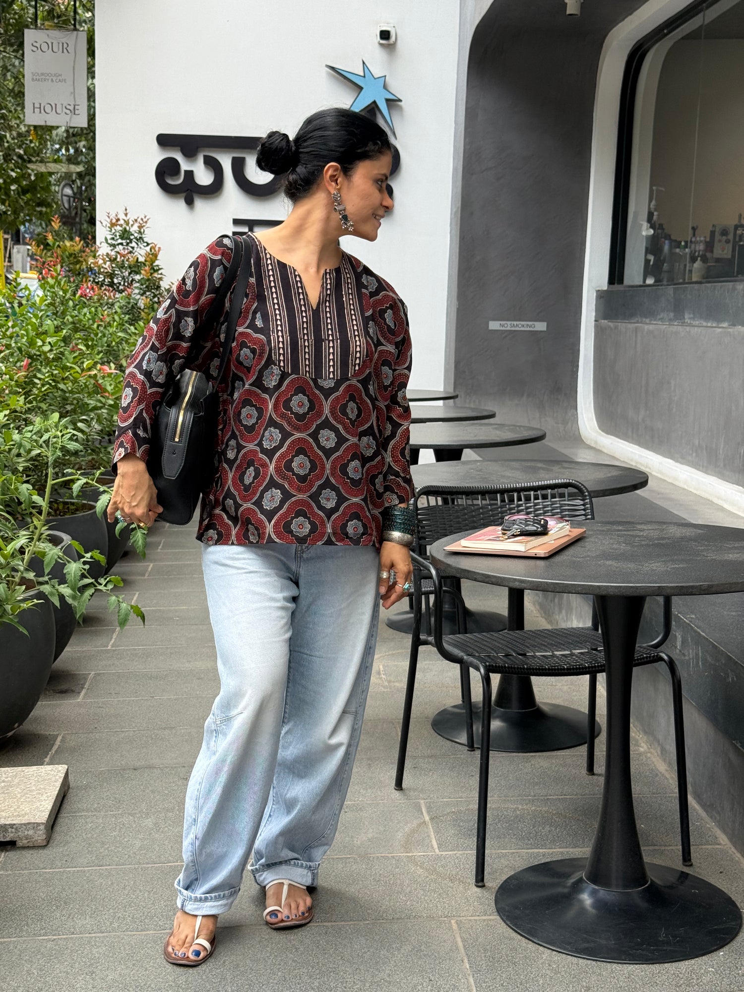 Handloom Cotton With Handblock Printed Natural Dyed Ajrakh Top