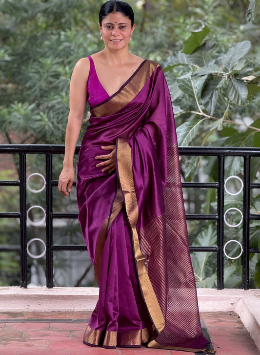 Handloom Maheshwari Resham Silk Saree .