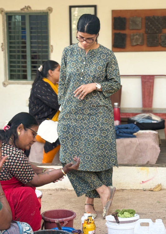 Cotton Handblock Printed Natural Dyed Ajrakh Pant