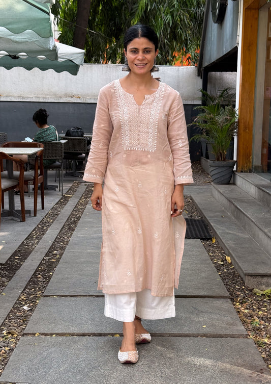 Handwoven Jamdani  Handembroidered Chikankari Kurta