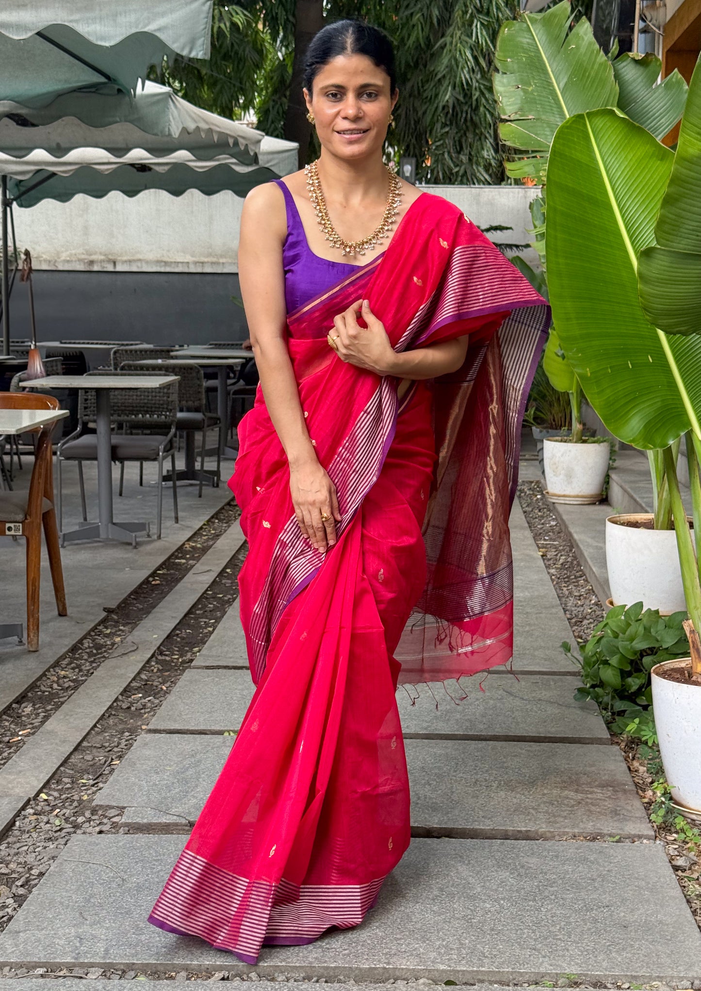 Handloom Maheshwari Cotton Silk Saree .