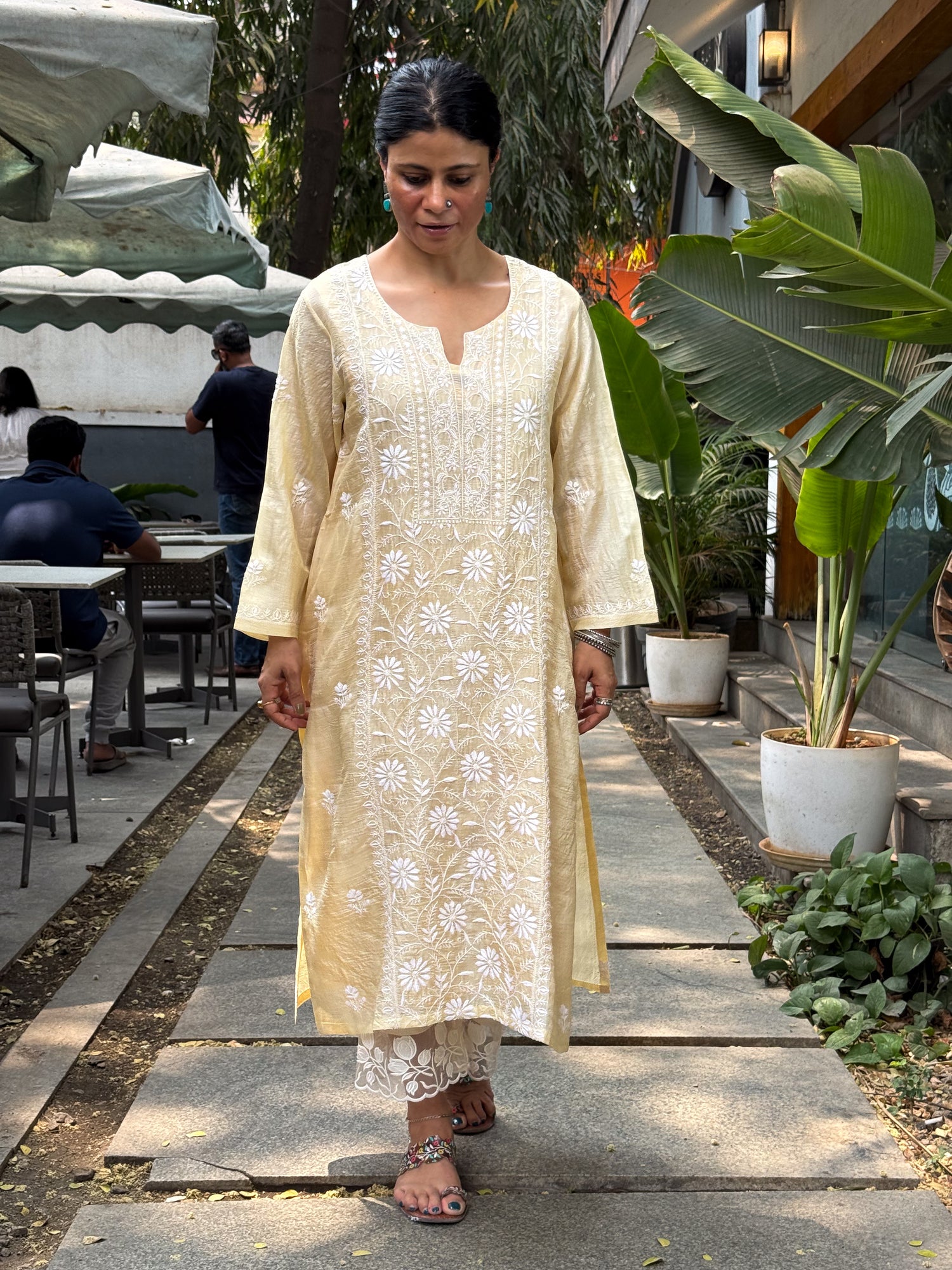 Pure Tussar Silk Chikankari  Embroidered Kurta