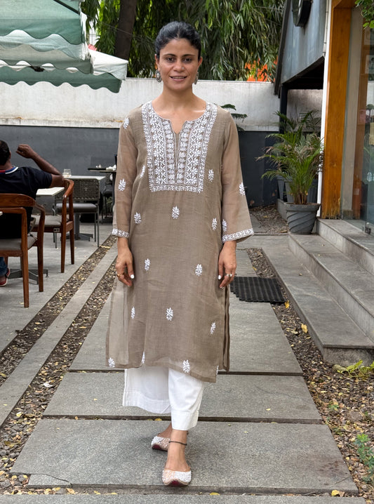 Handembroidered Chikankari Kota Doria