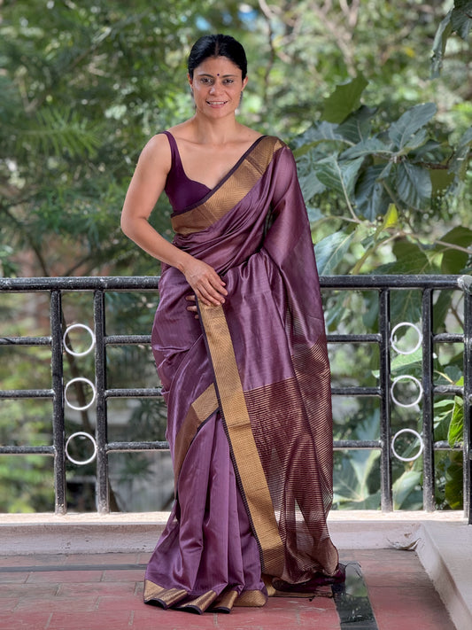 Handloom Maheshwari Resham Silk Saree .