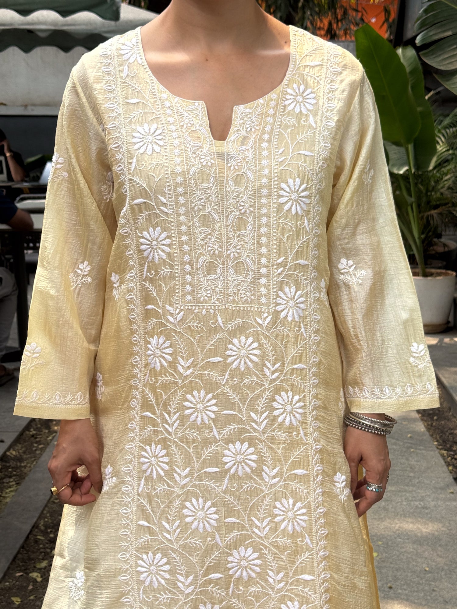 Pure Tussar Silk Chikankari  Embroidered Kurta