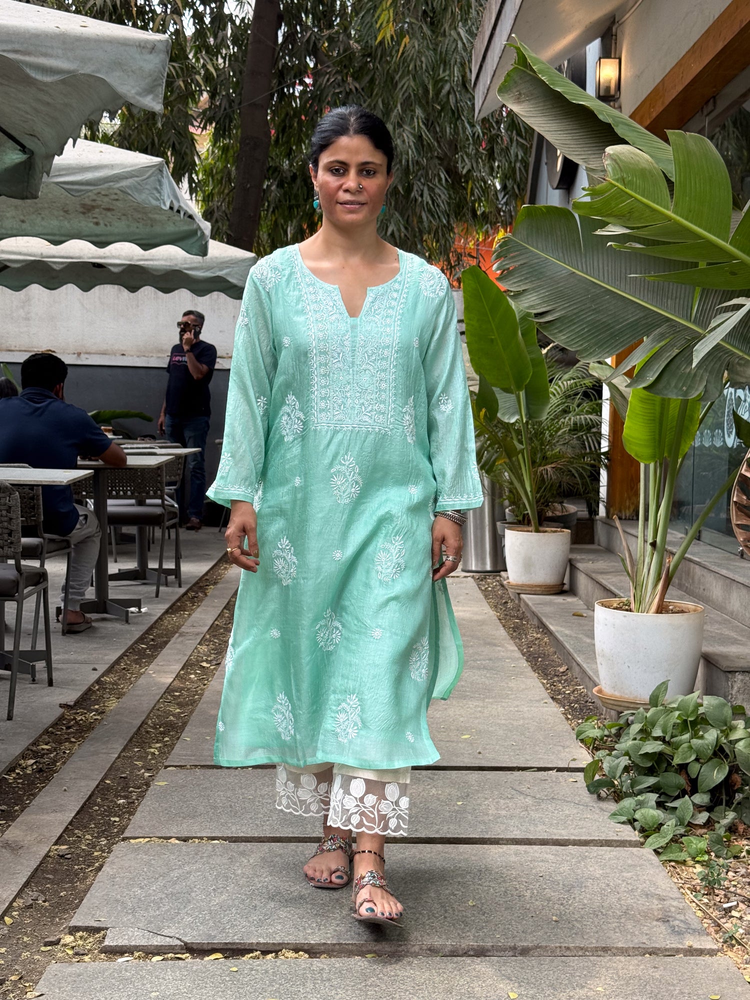 Pure Tussar Silk Chikankari  Embroidered Kurta