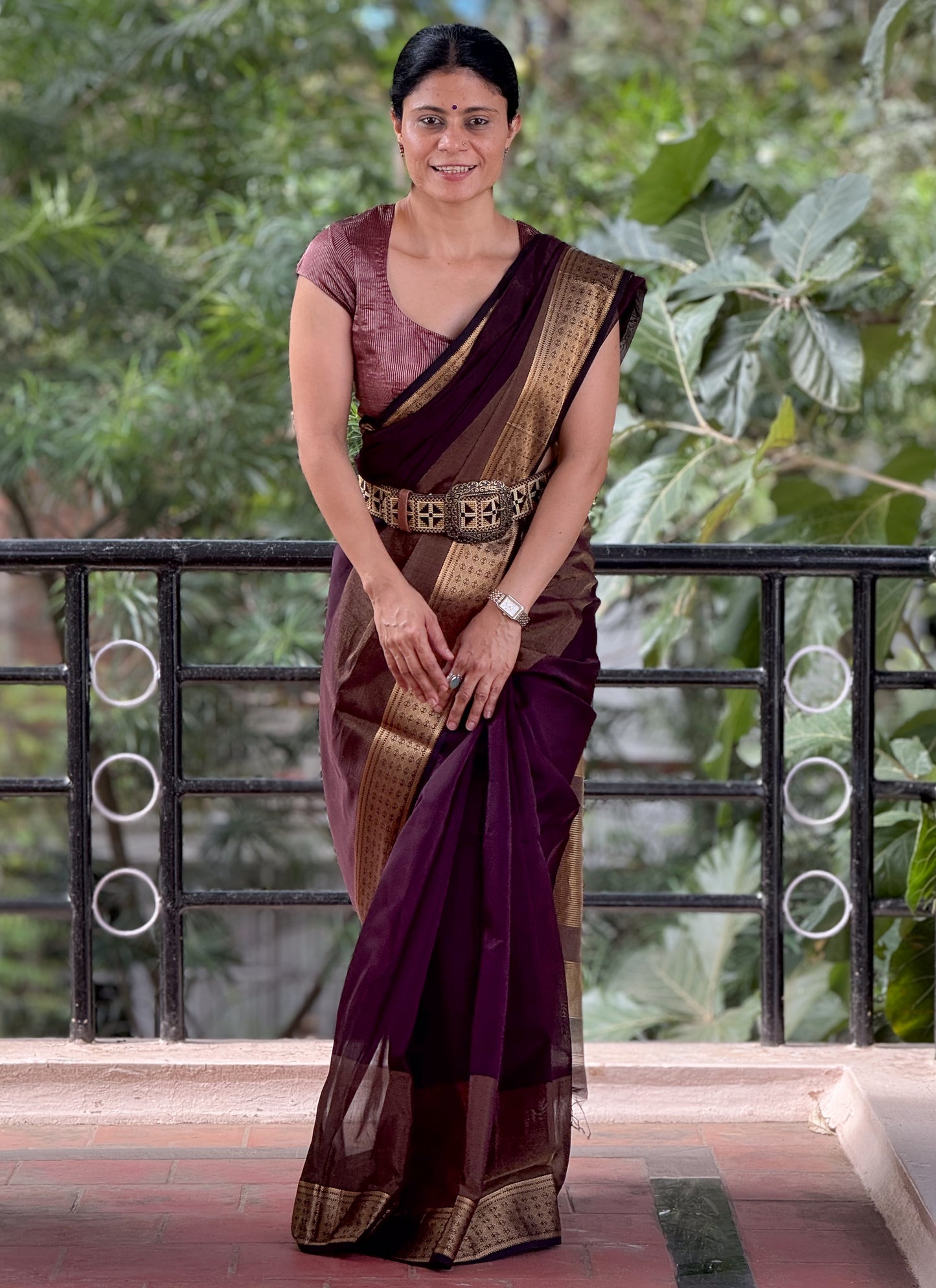 Handloom Maheshwari Resham Silk Saree .