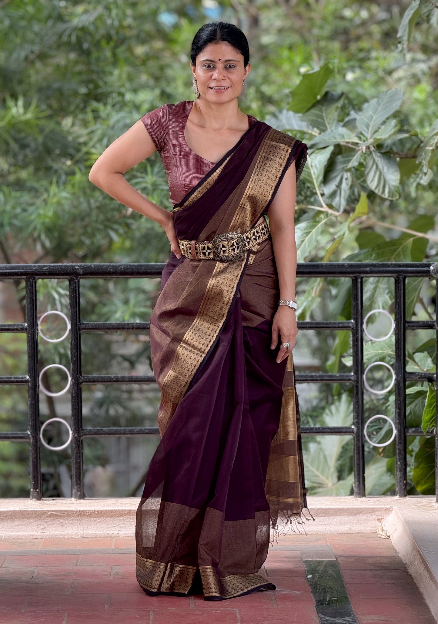 Handloom Maheshwari Resham Silk Saree .