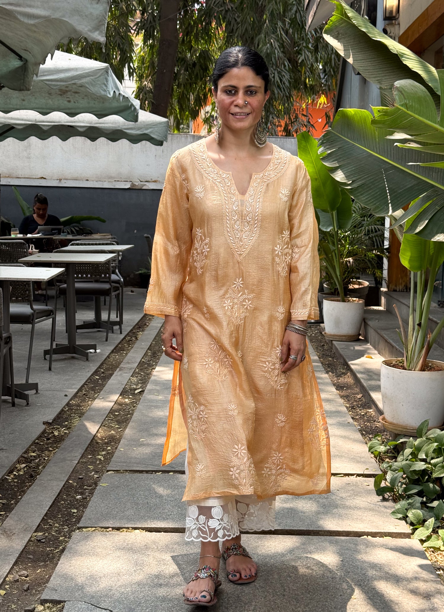 Pure Tussar Silk Chikankari  Embroidered Kurta