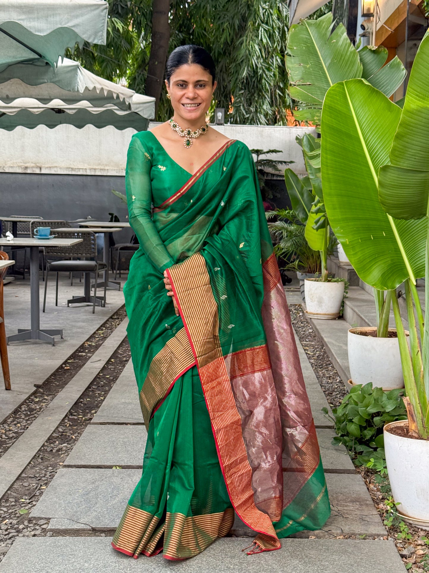 Handloom Maheshwari Cotton Silk Saree .