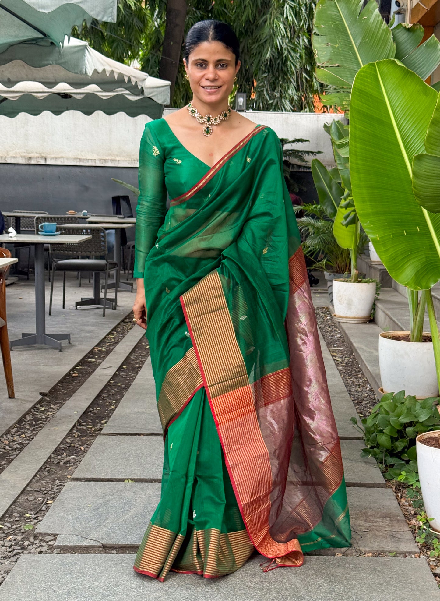 Handloom Maheshwari Cotton Silk Saree .
