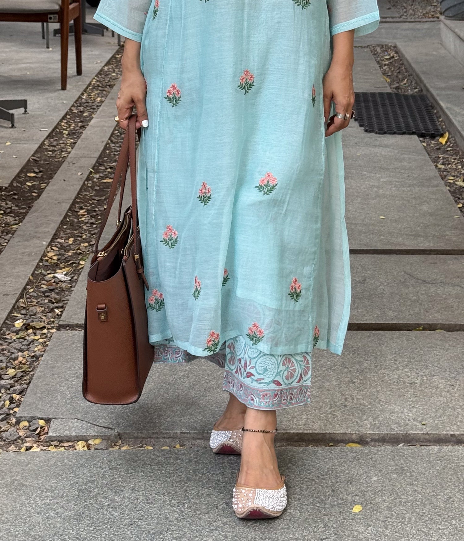 block print Chanderi Silk pant