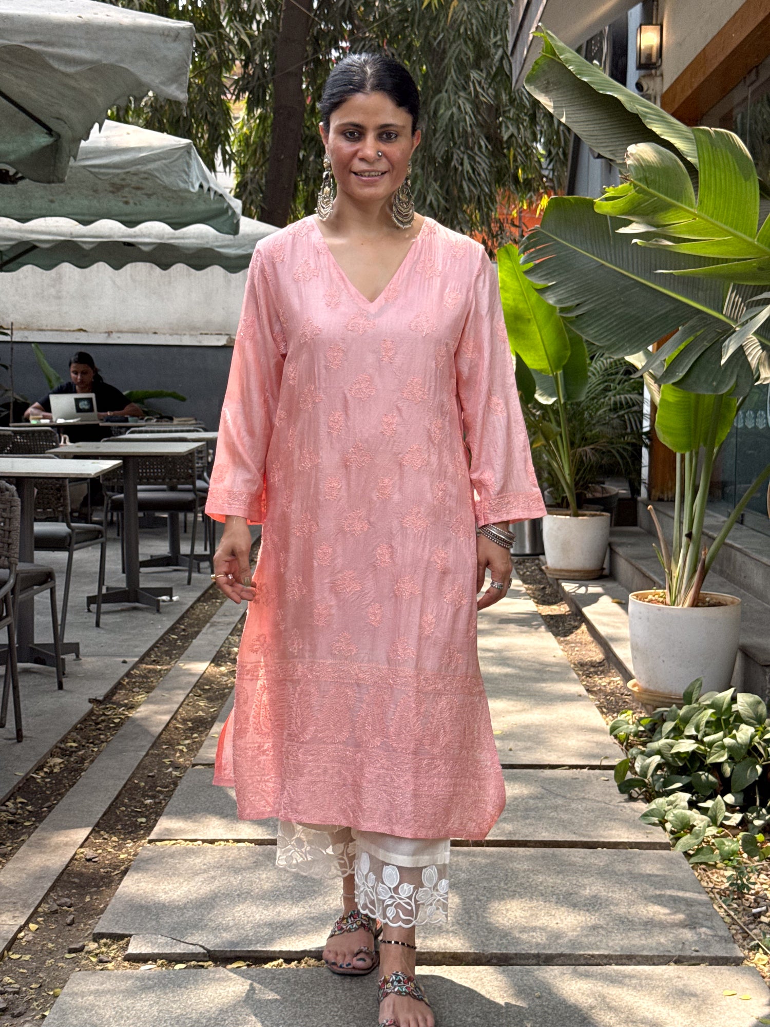 Pure Tussar Silk Chikankari  Embroidered Kurta