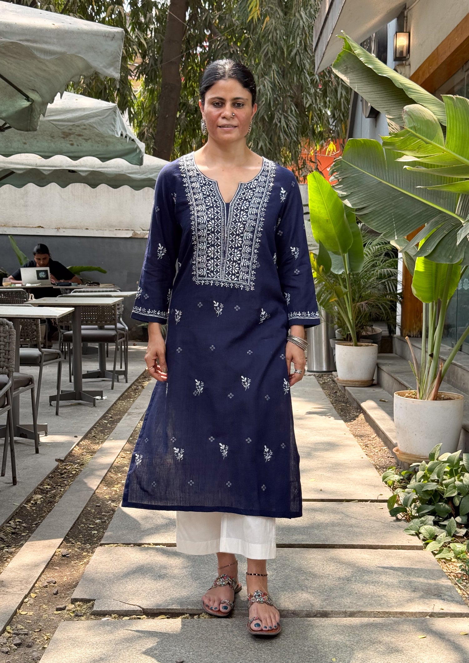 Pure Handloom Jamdani Chikankari  Embroidered Kurta