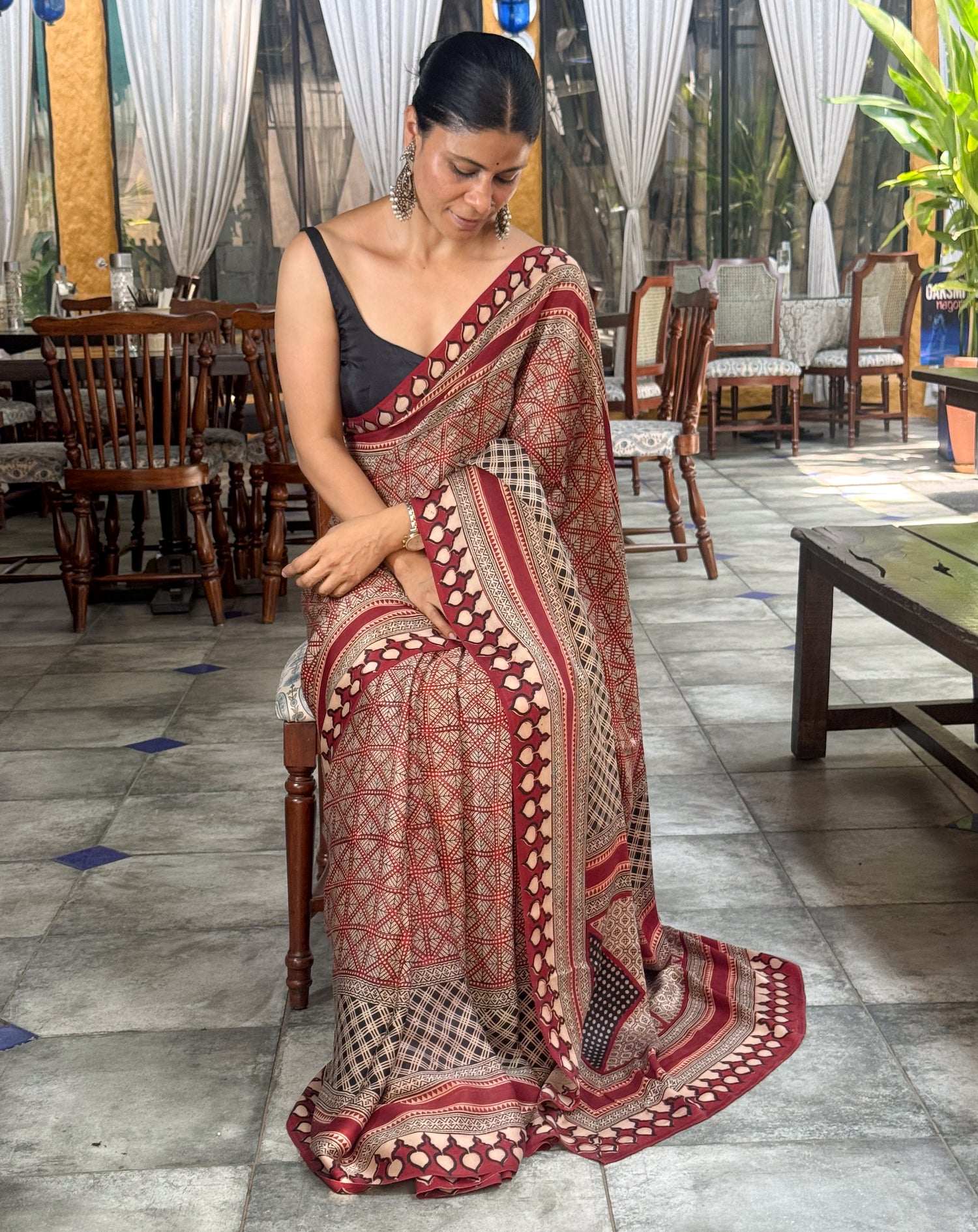 Handloom Modal Silk With Handblock Bagh Printed.