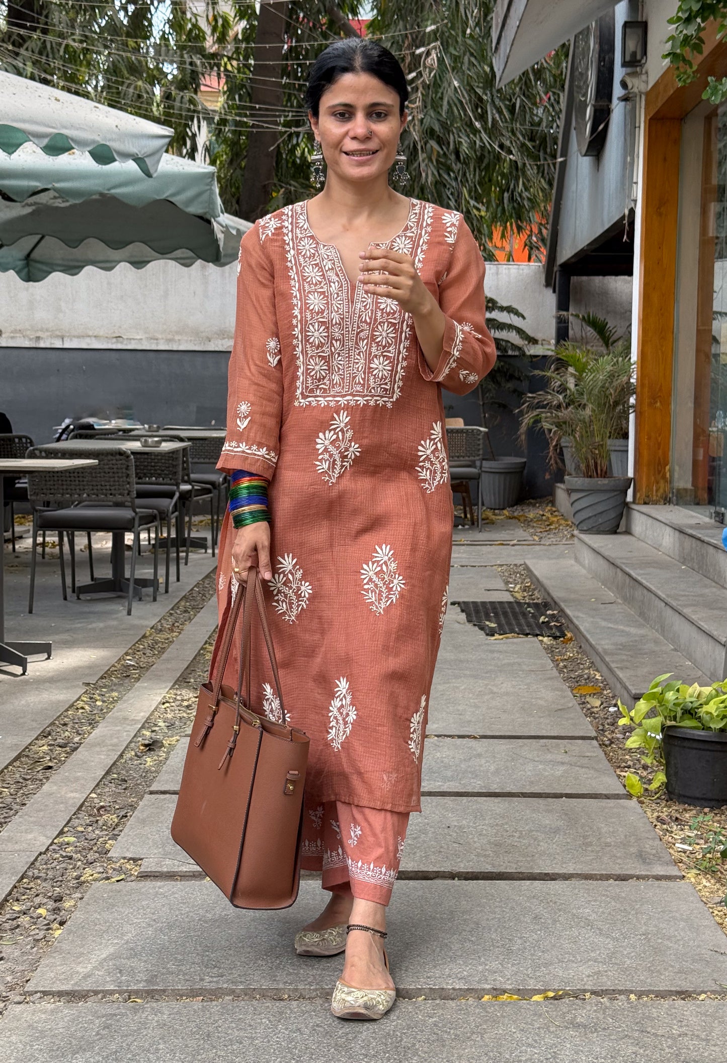 Handloom And Handembroidered Chikankari Kota Doria  Kurta