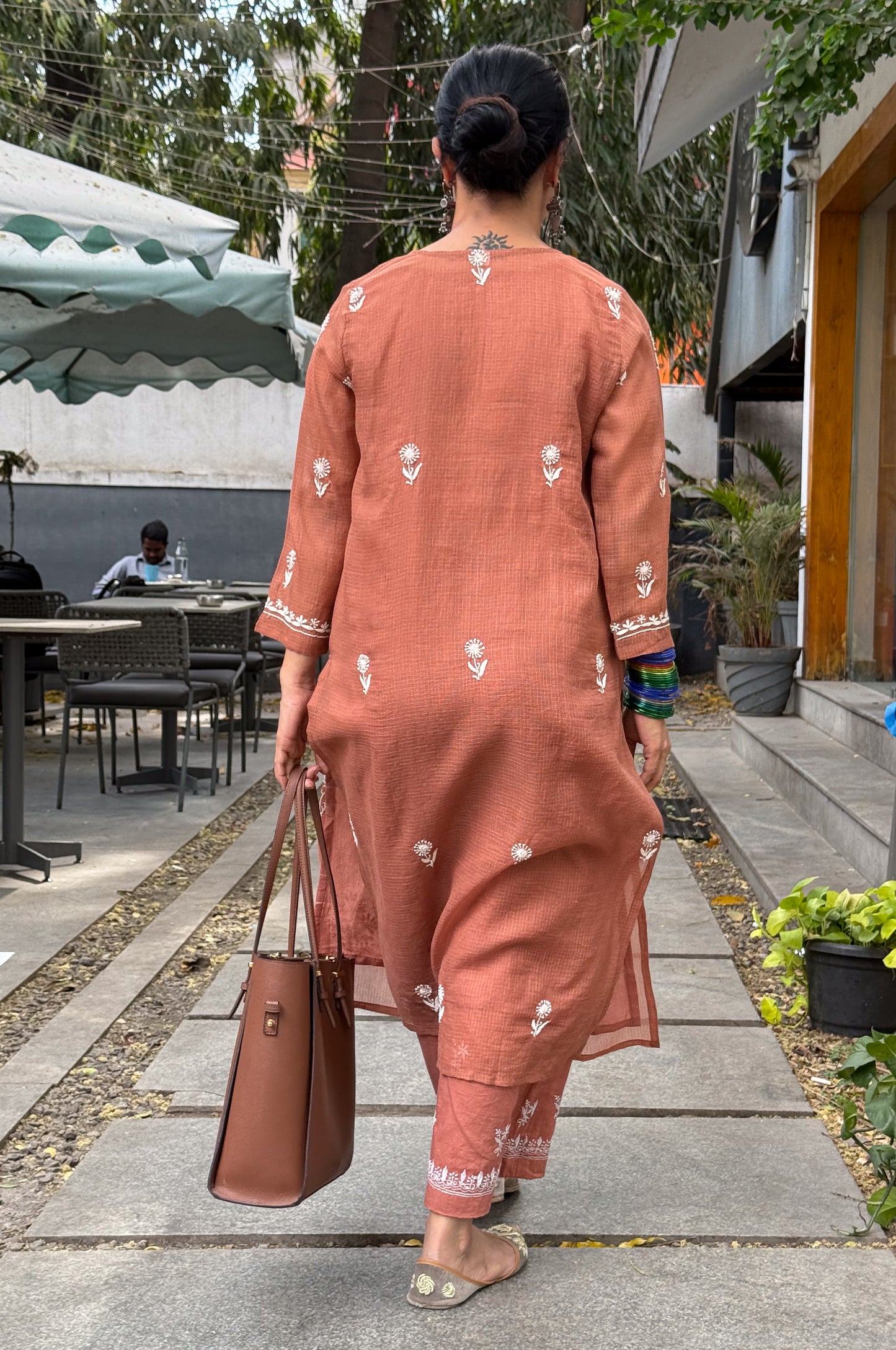 Handloom And Handembroidered Chikankari Kota Doria  Kurta