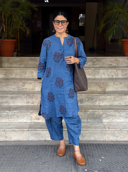 Handloom Linen By Linen Handblock Printed Kurta