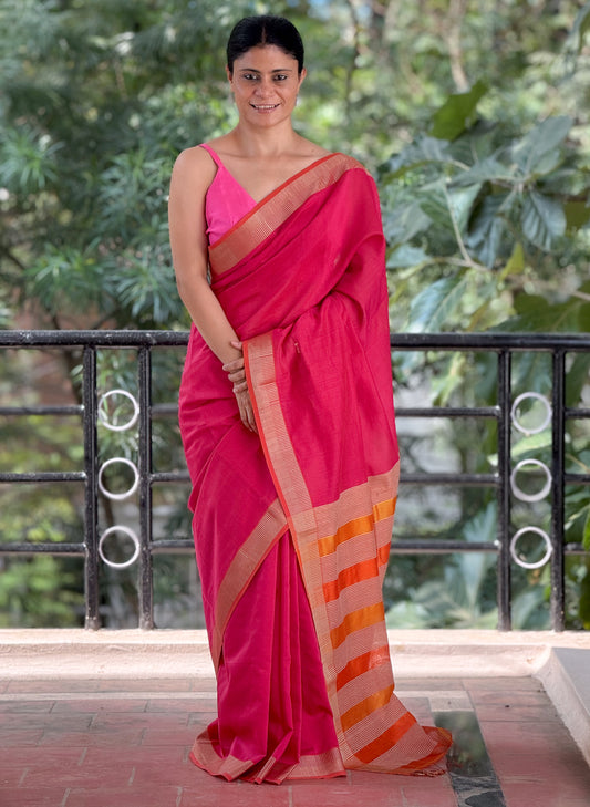 Handloom Maheshwari cotton Silk Saree.