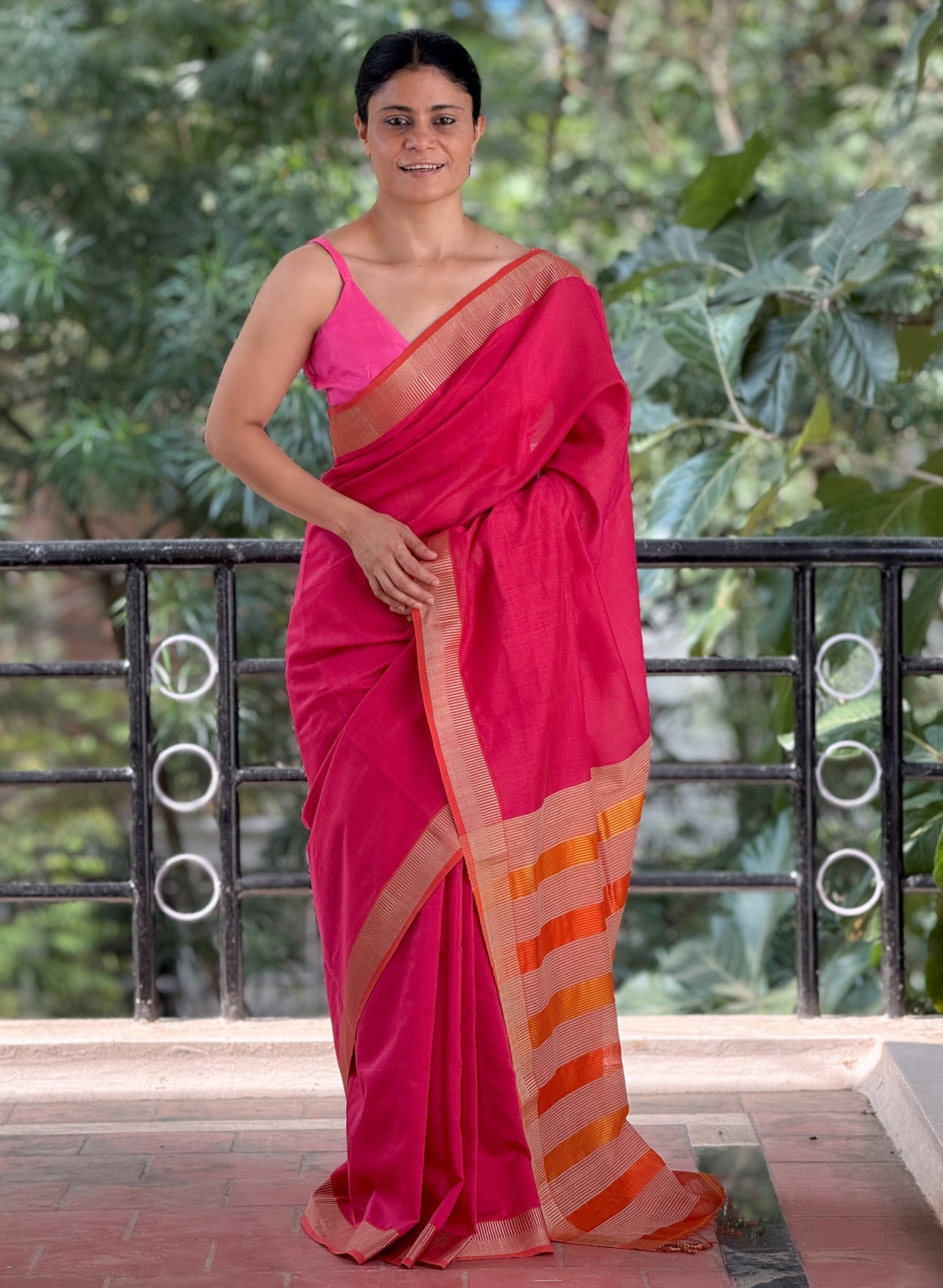 Handloom Maheshwari cotton Silk Saree.