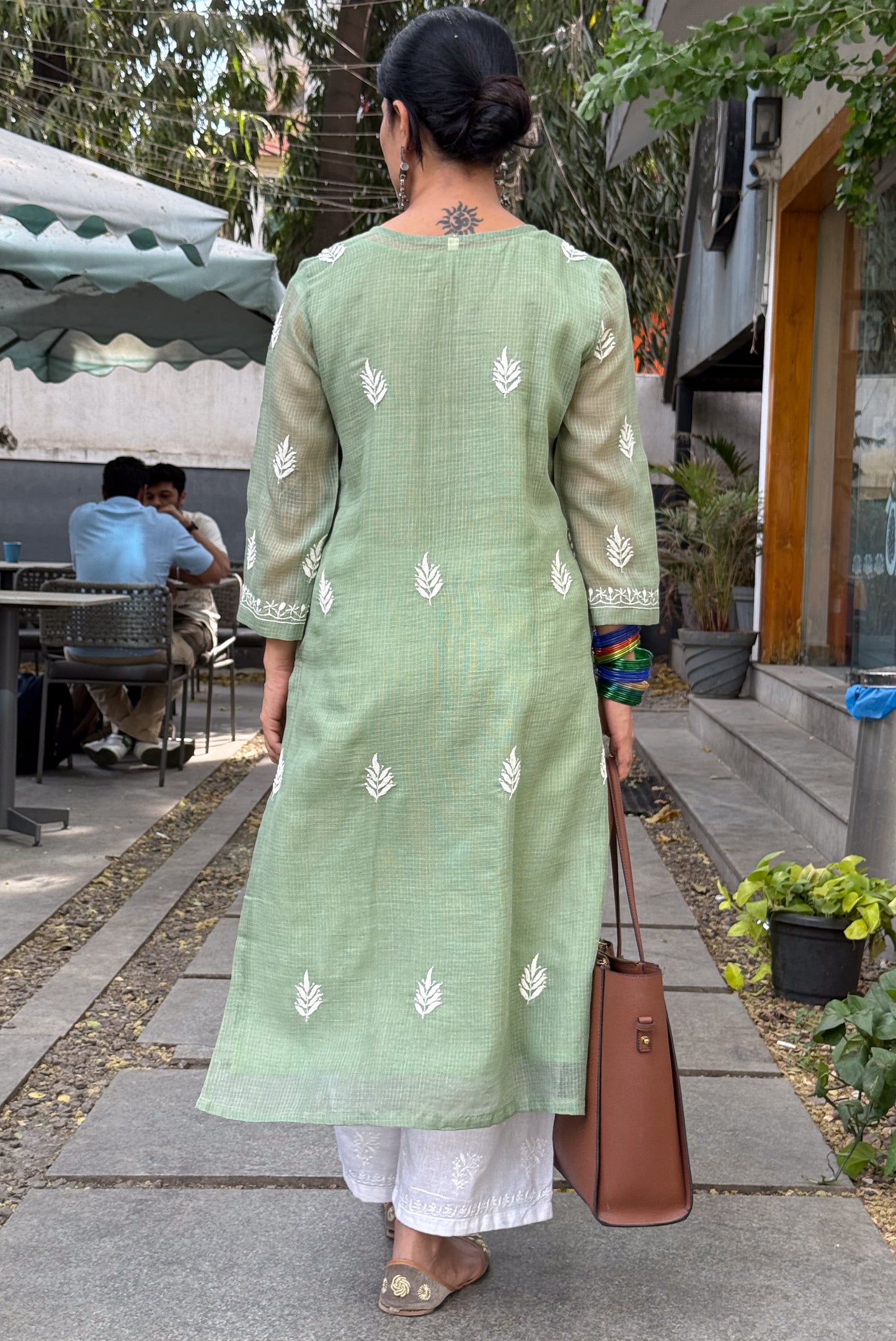 Handloom And Handembroidered Chikankari Kota Doria  Kurta