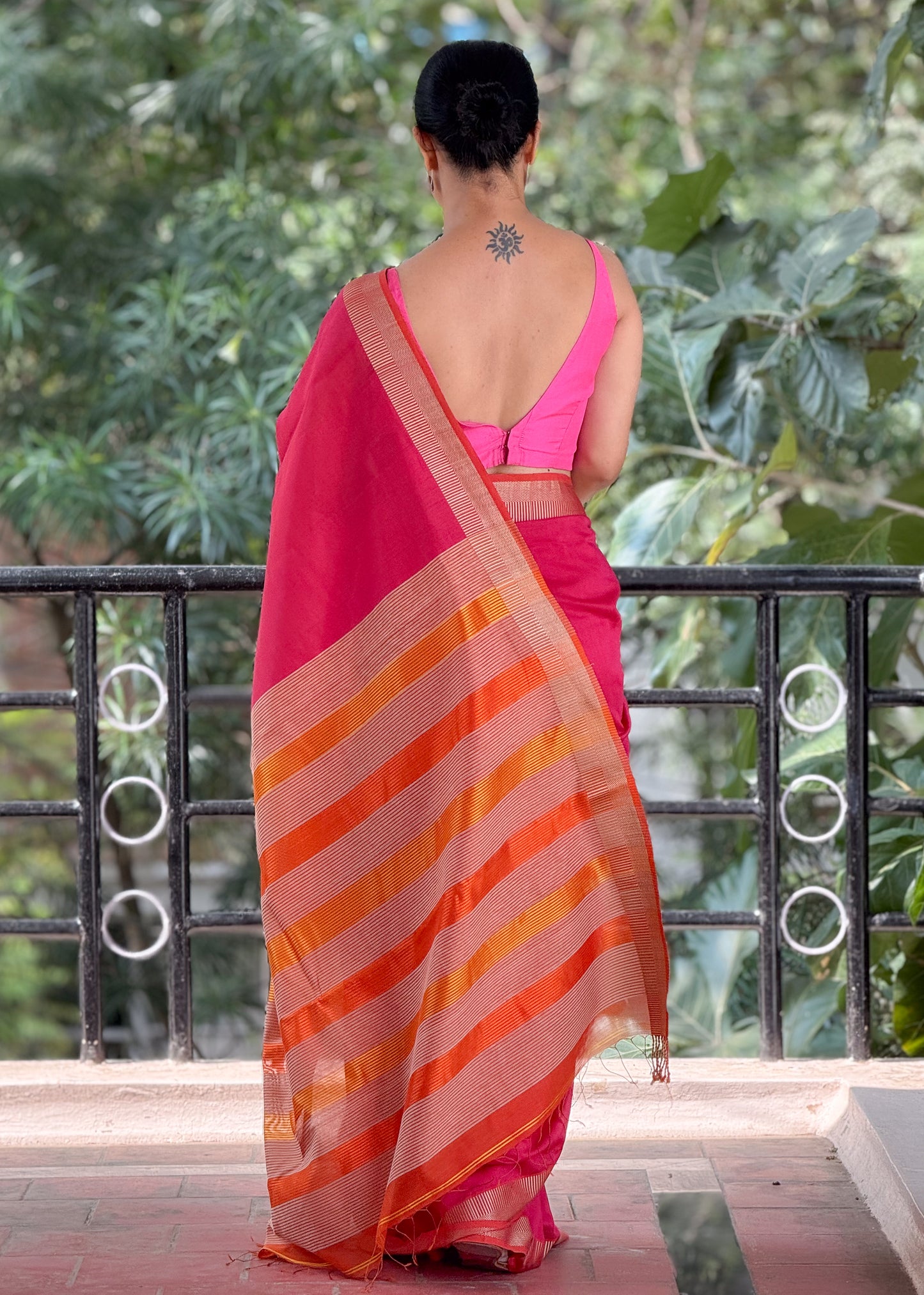 Handloom Maheshwari cotton Silk Saree.