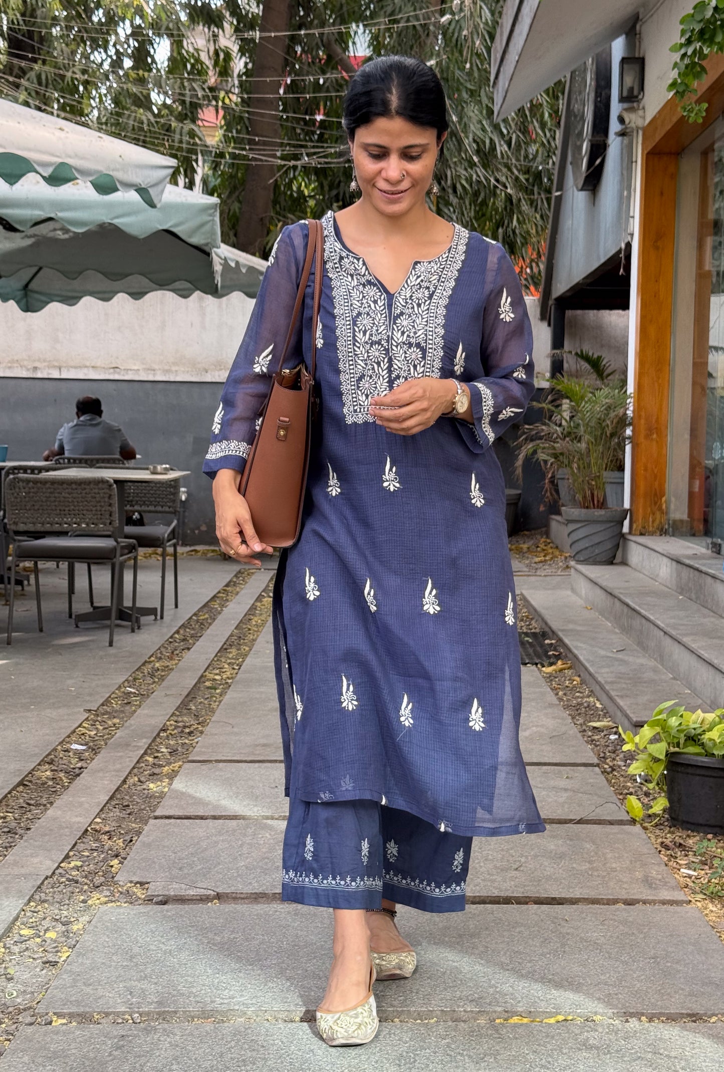 Handloom And Handembroidered Chikankari Kota Doria Kurta