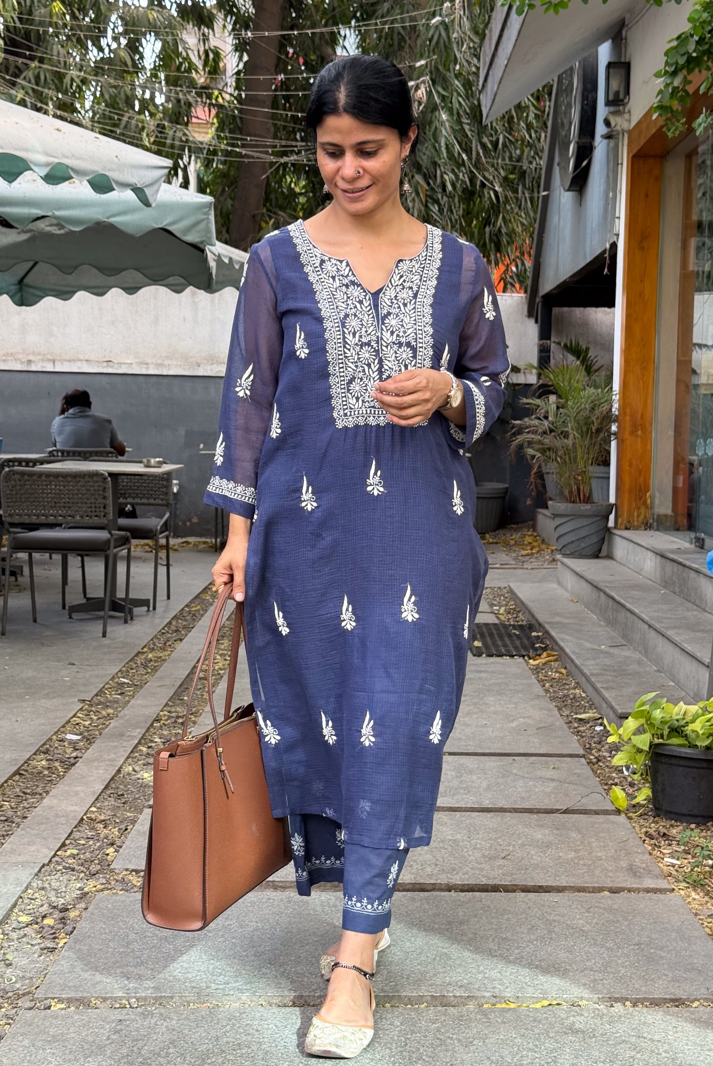 Handloom And Handembroidered Chikankari Kota Doria Kurta