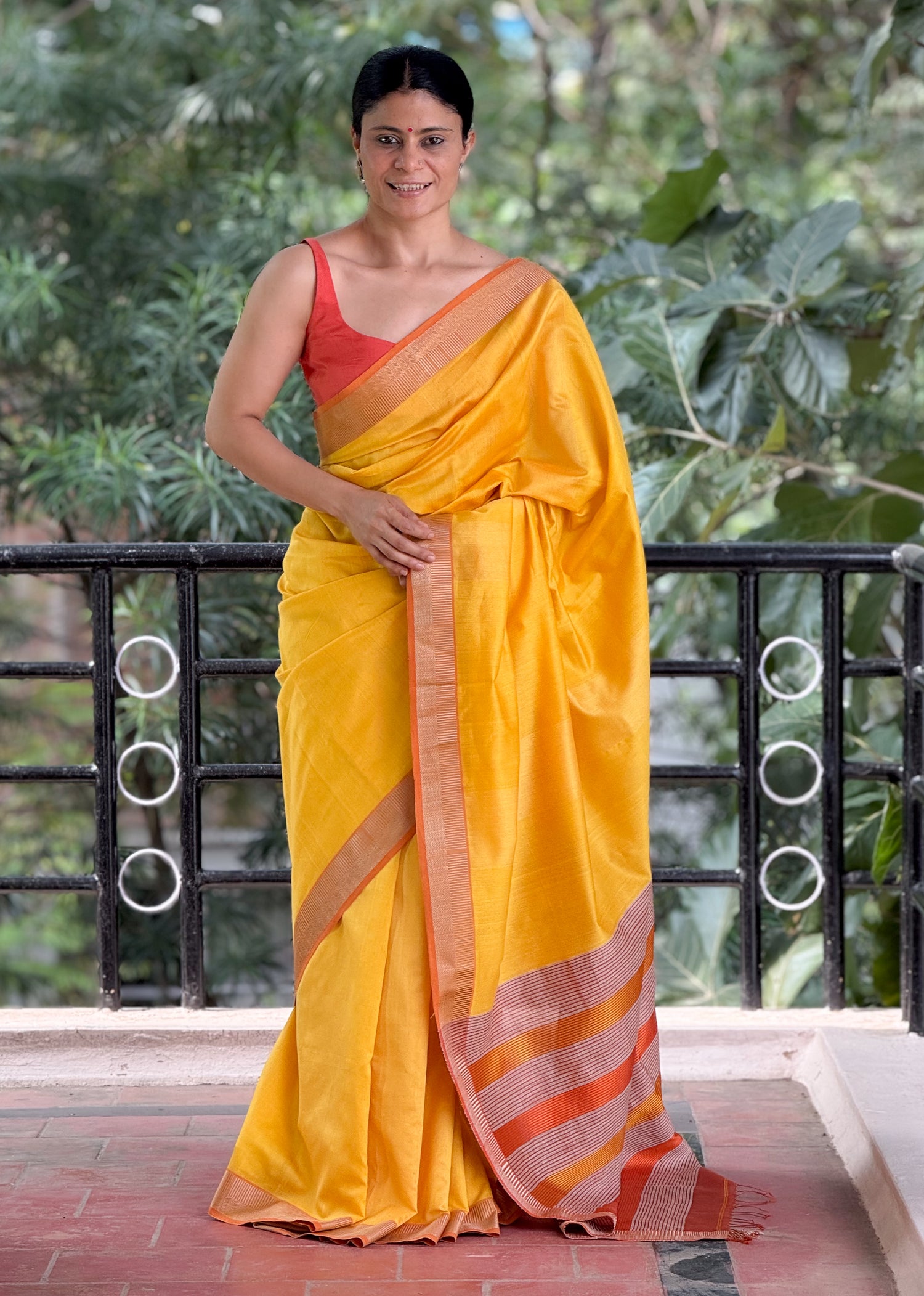 Handloom Maheshwari Cotton Silk Saree .