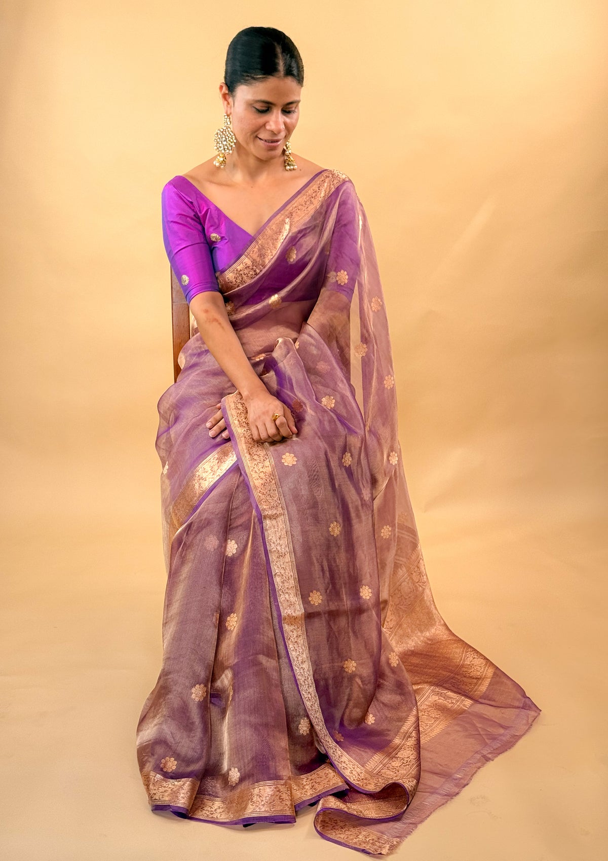 Handwoven Ektara Tissue Silk Banarasi Saree