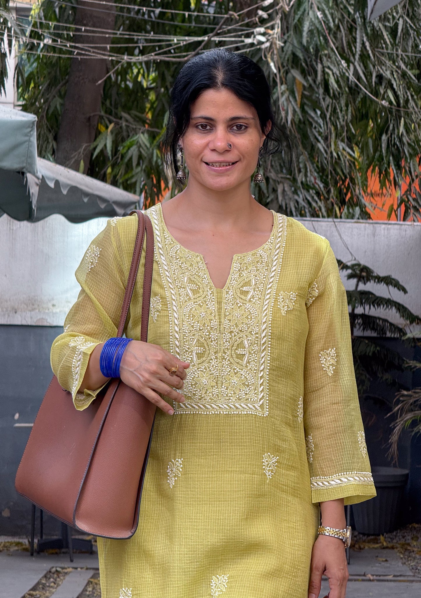 Handloom And Handembroidered Chikankari Kota Doria  Kurta