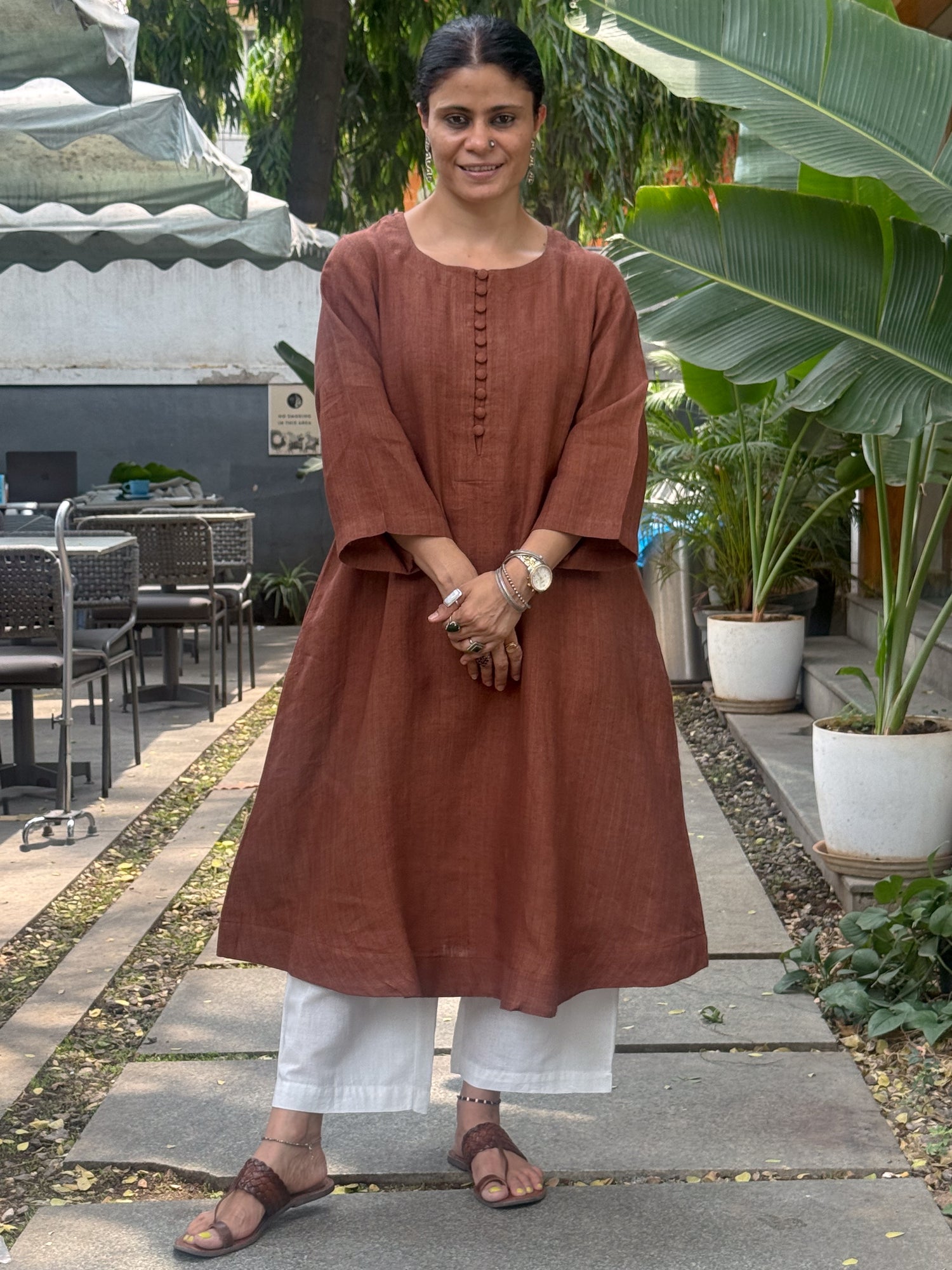 Handloom Linen By Linen Kalidar Kurta