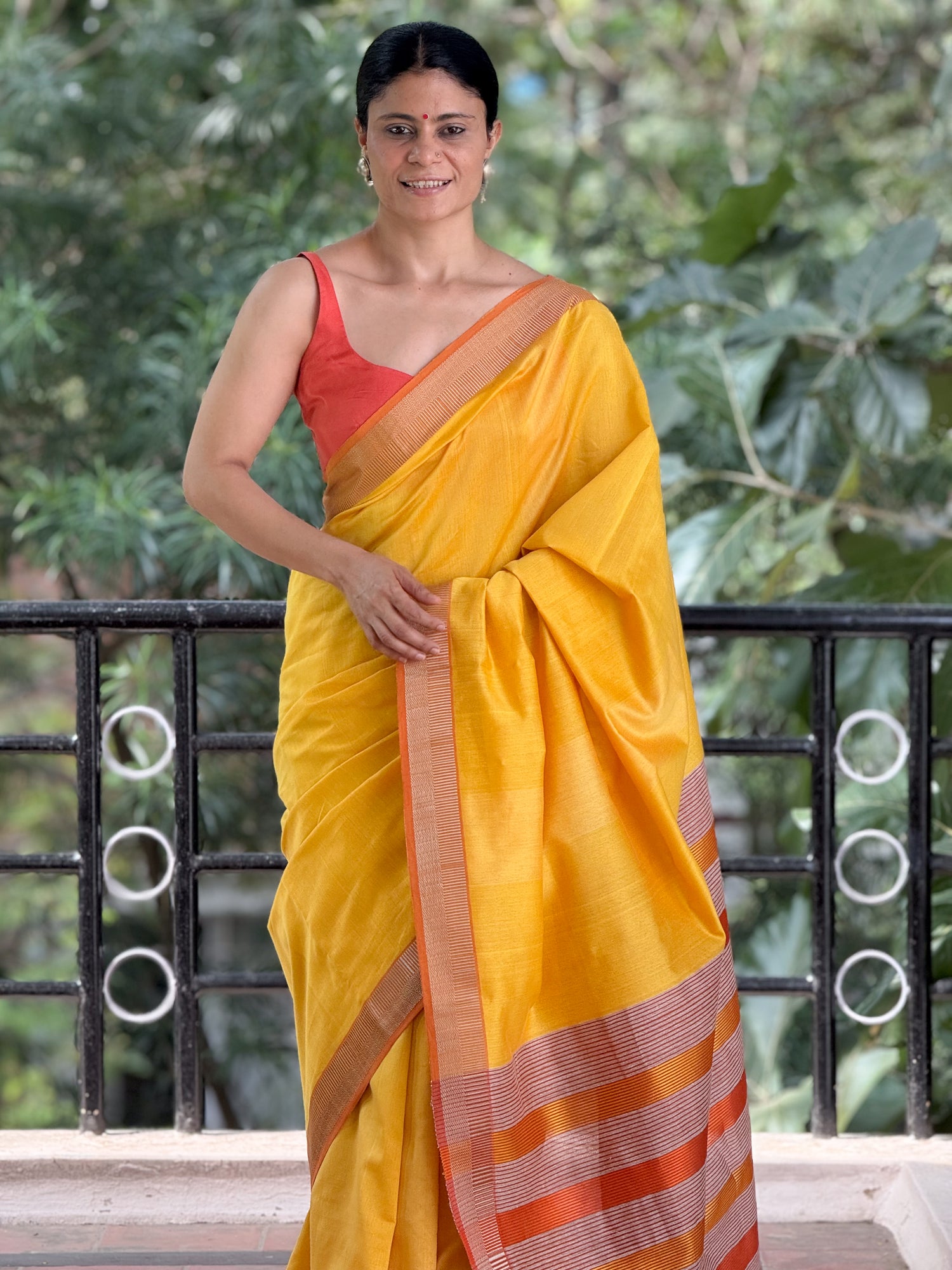Handloom Maheshwari Cotton Silk Saree .